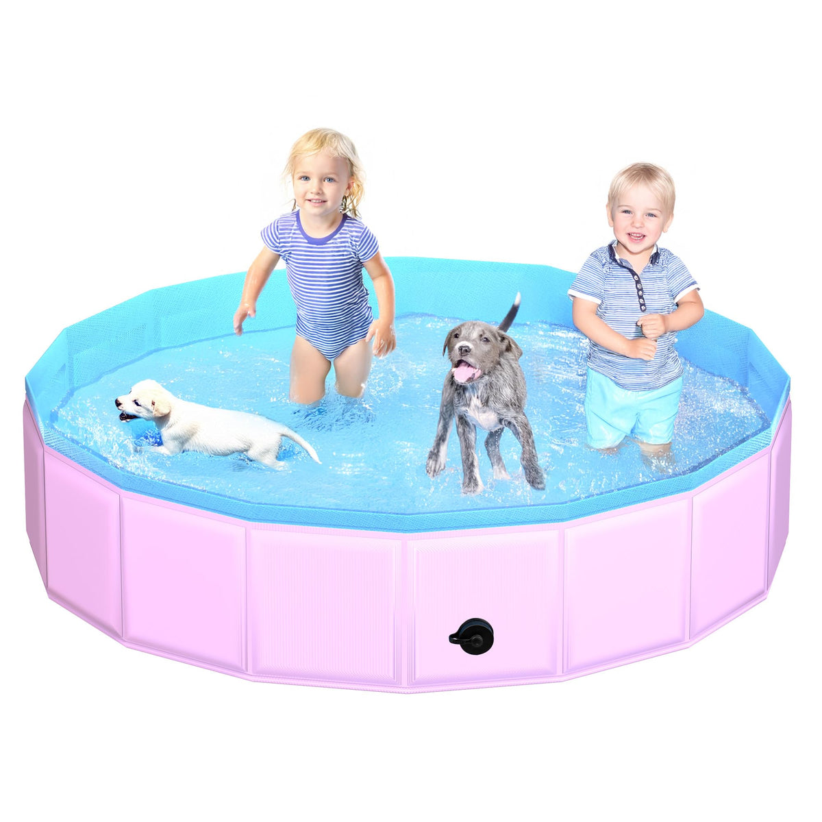 CACSPS piscina plegable para perros rosa 79x12, ideal para juego al aire libre.