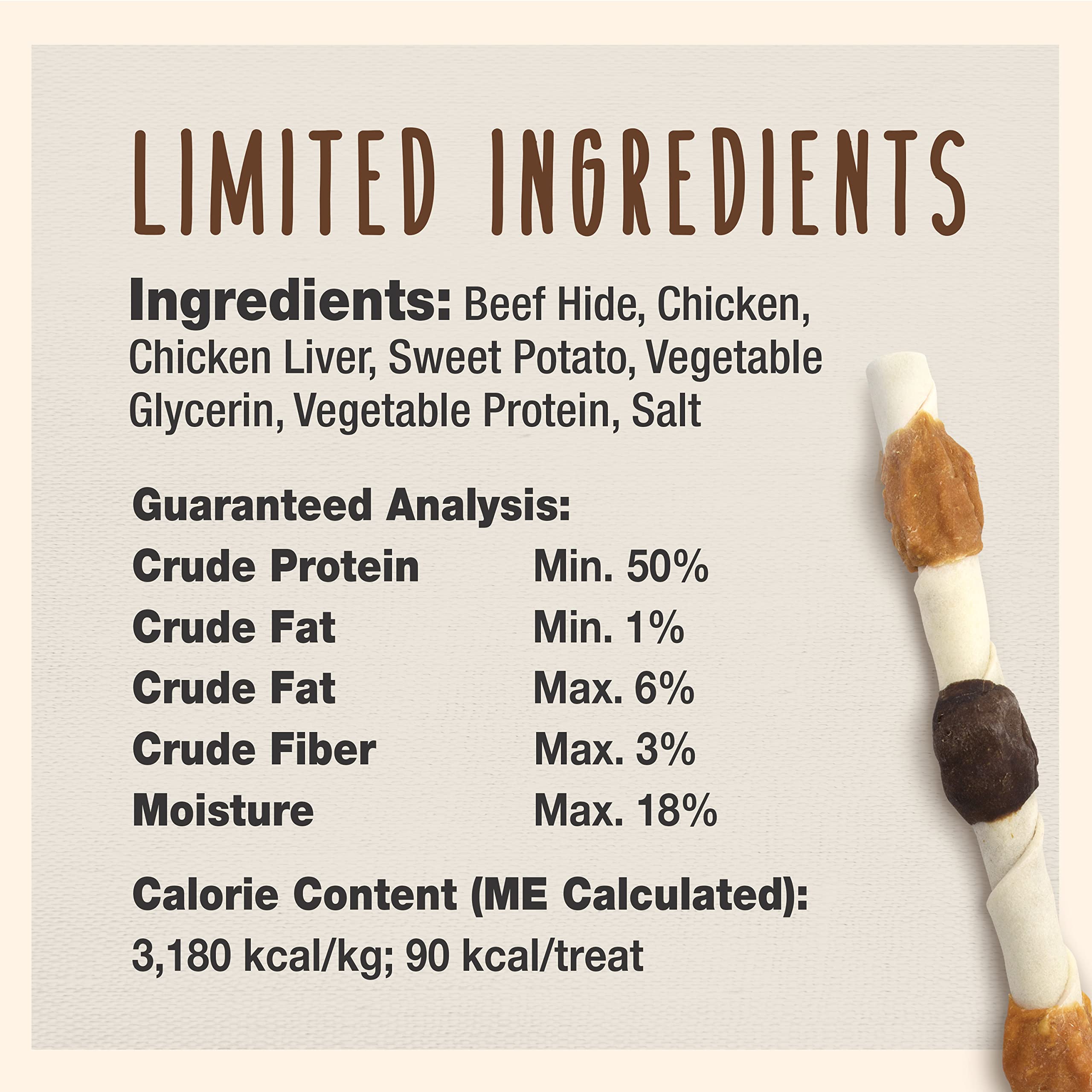 Cadet Gourmet palitos de diez pulgadas, masticación sostenida para perros grandes.