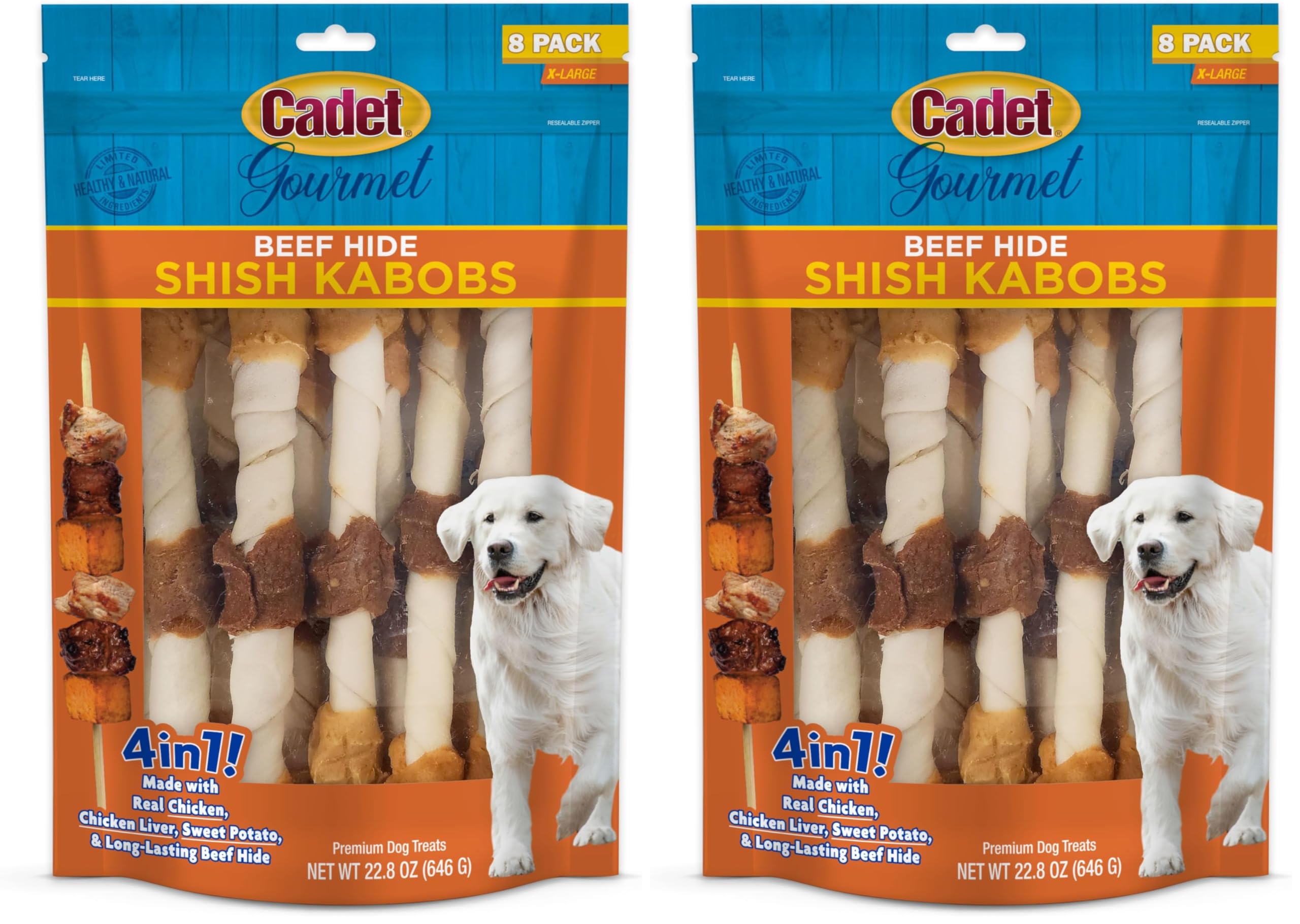 Cadet Kebab Gourmet para perros grandes: masticación deliciosa para entretener y recompensar.