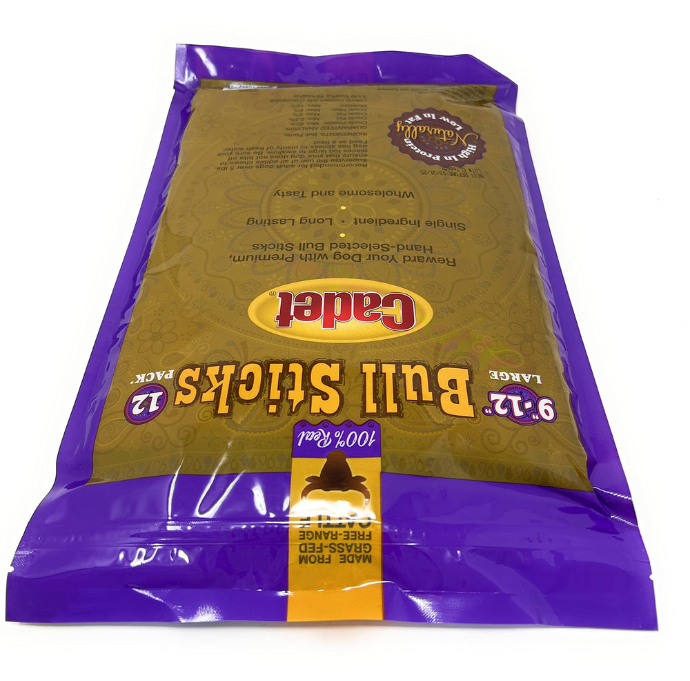 Cadet palitos bully gourmet 12 pulgadas, textura masticable para perros activos.
