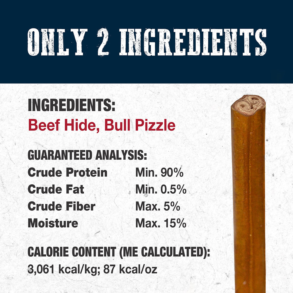 Cadet Palitos Bully Hide - Ingredientes simples y origen único de ganado.