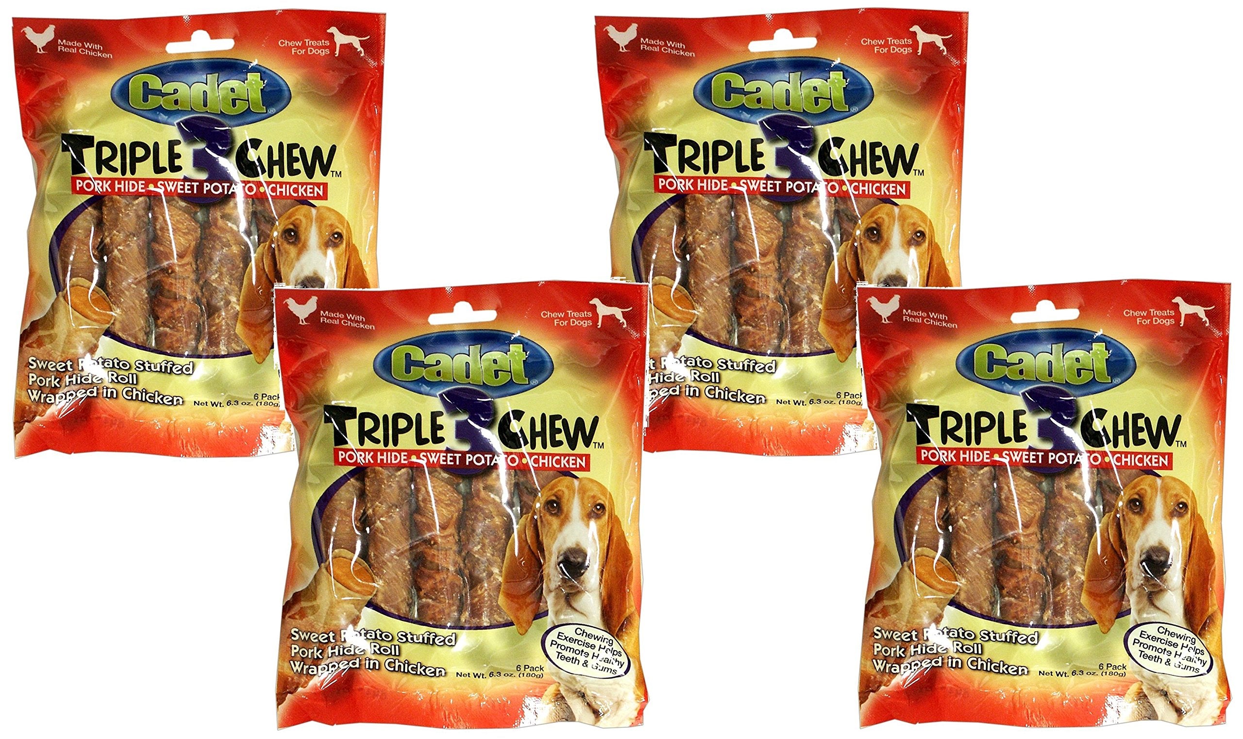 Cadet Triple Chew: paquete de cuatro unidades, ideal para entretenimiento prolongado.