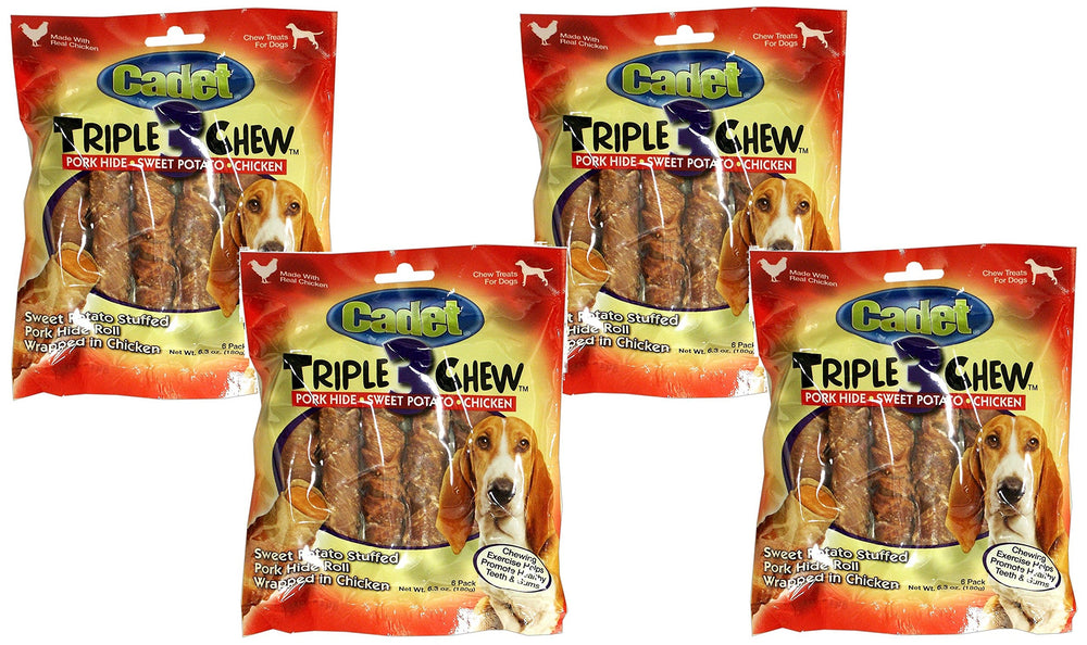 Cadet Triple Chew: paquete de cuatro unidades, ideal para entretenimiento prolongado.