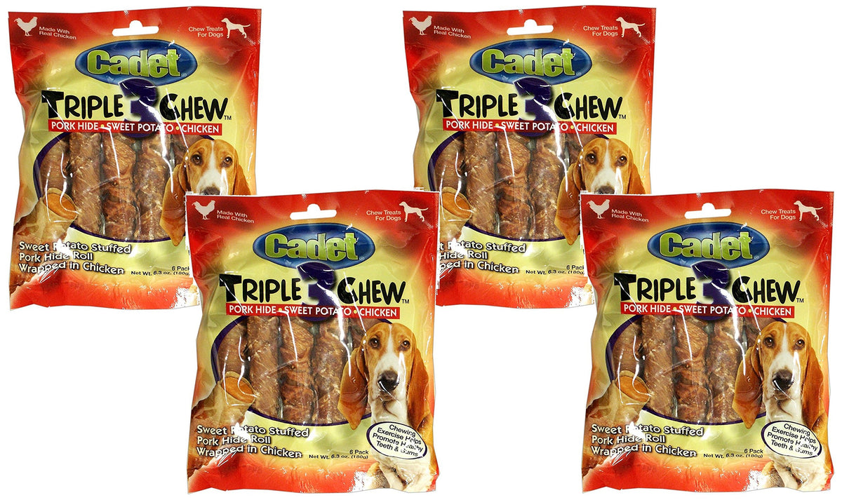 Cadet Triple Chew: paquete de cuatro unidades, ideal para entretenimiento prolongado.