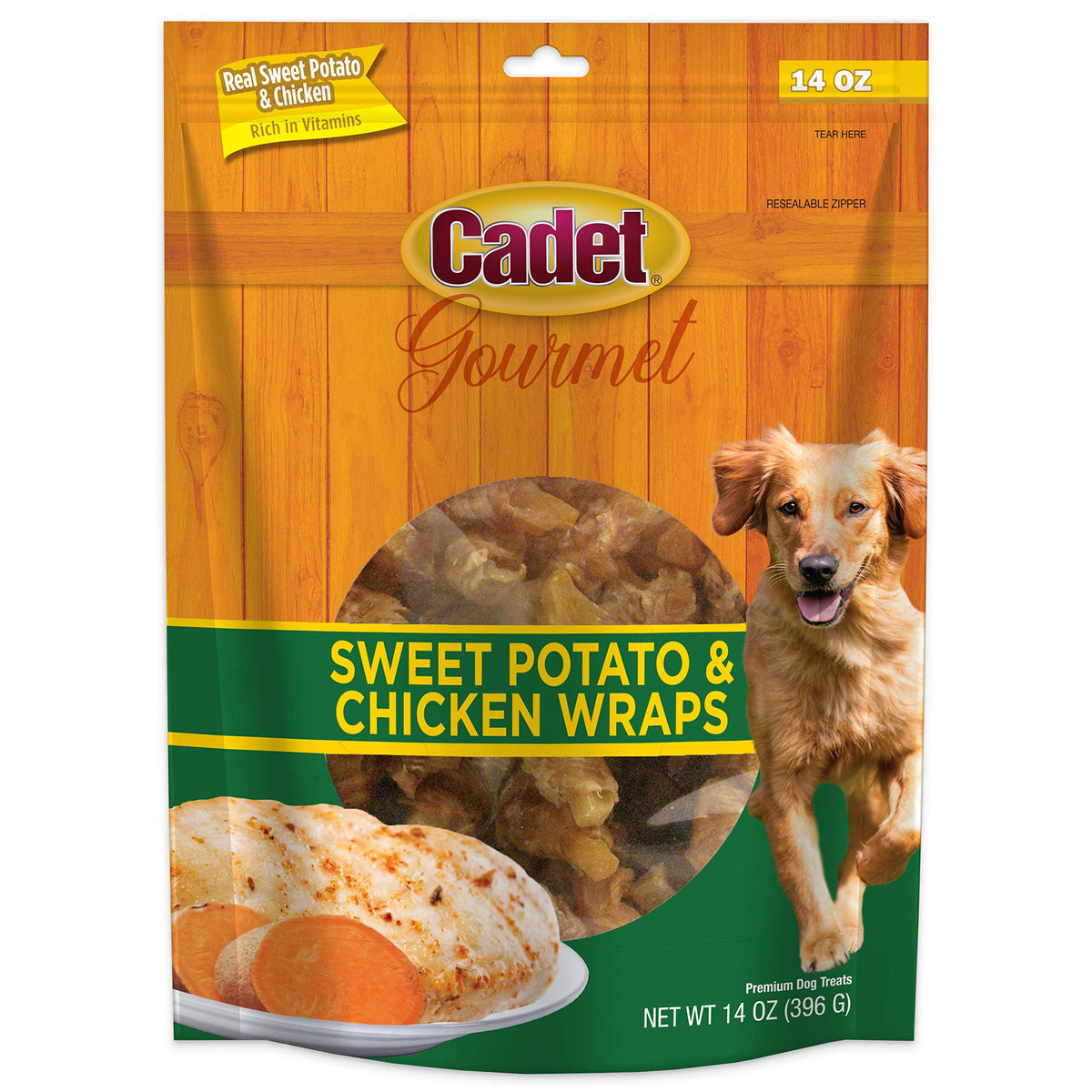 Cadet wrap patata dulce pollo: snack natural para perros activos