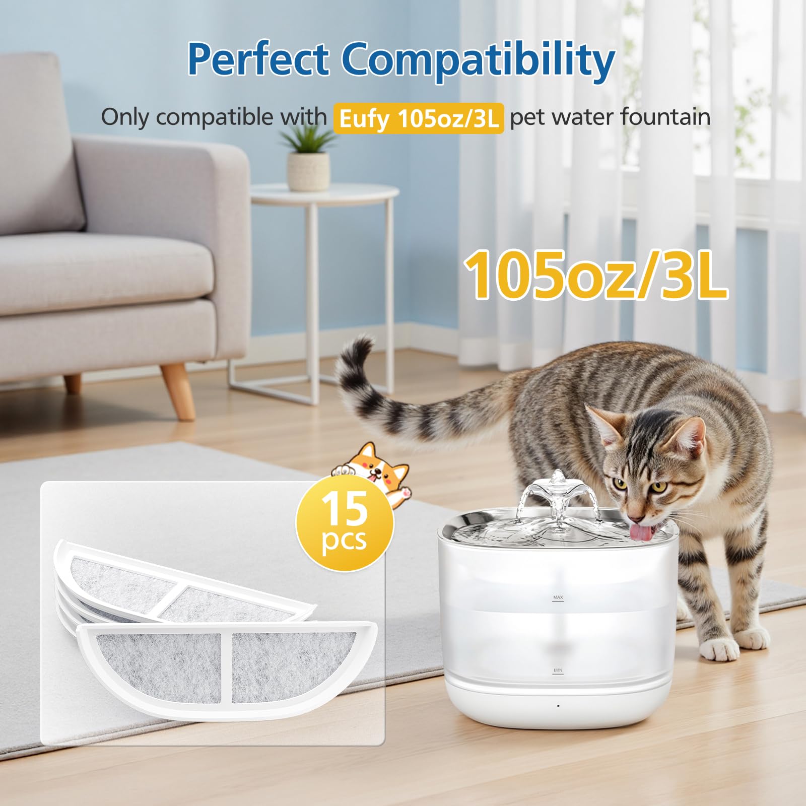 Caehomly filtracion triple gato, agua más fresca para mascotas