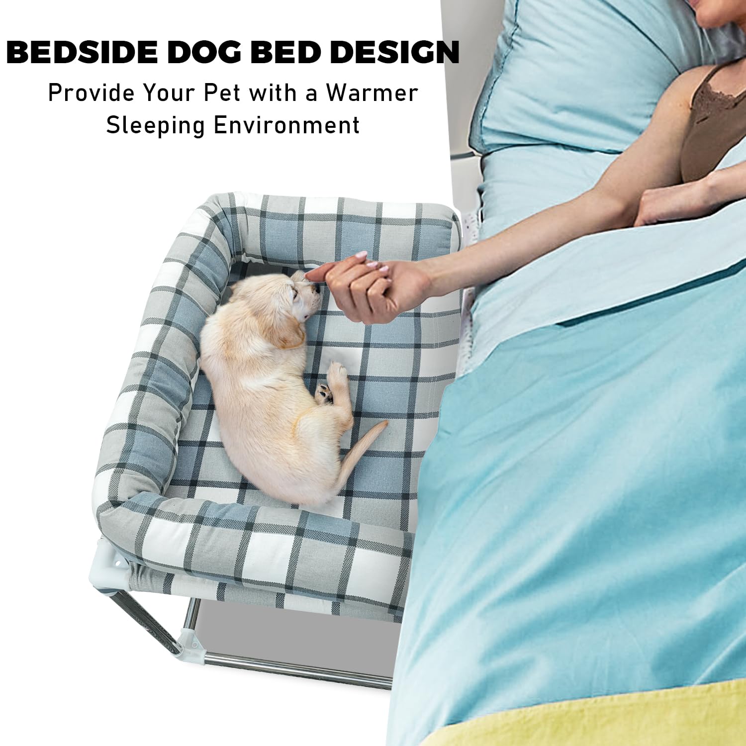 Caghash Cama Lateral con almohada en forma de U que abraza al perro.