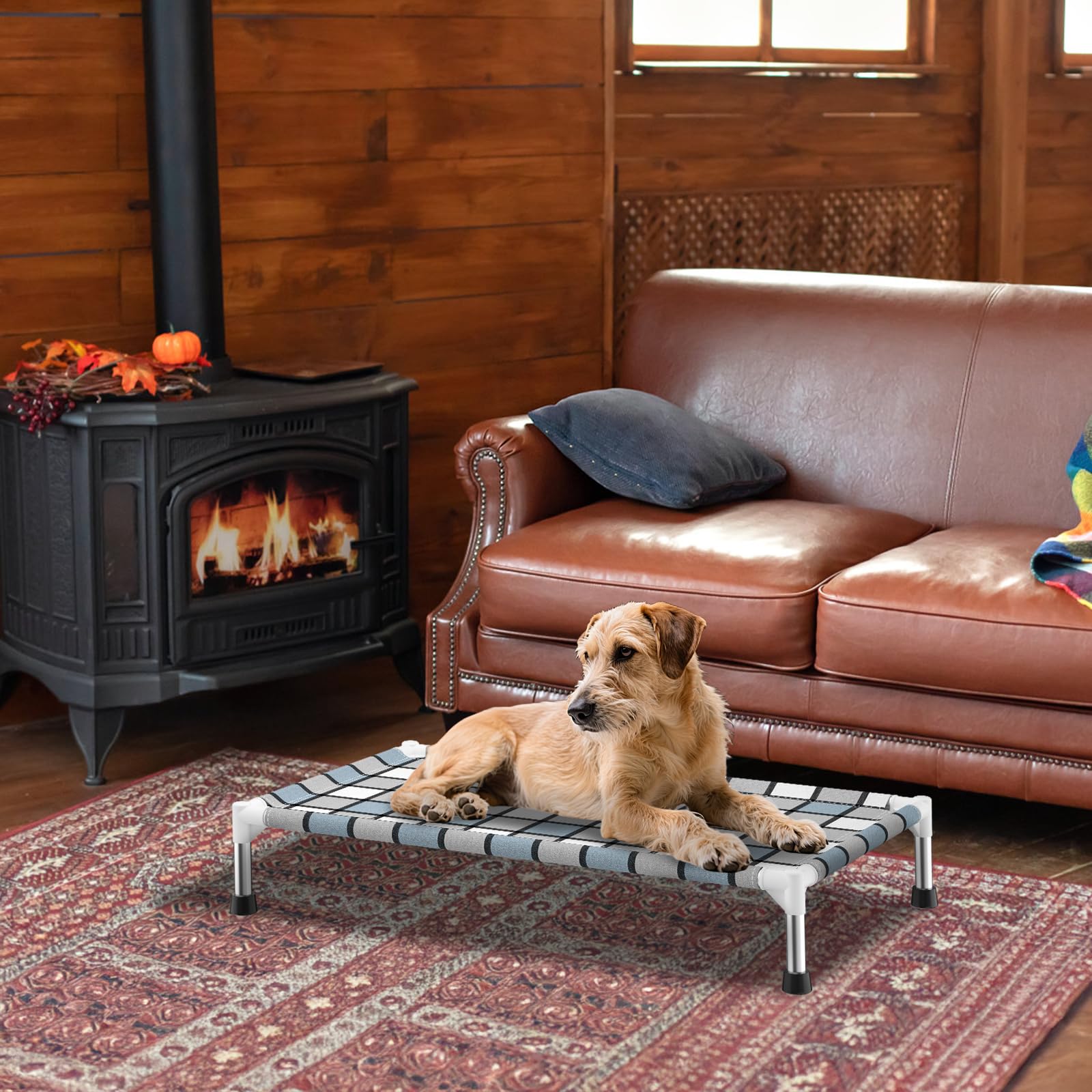 Caghash cama para perro elevada transportable para terraza y playa.