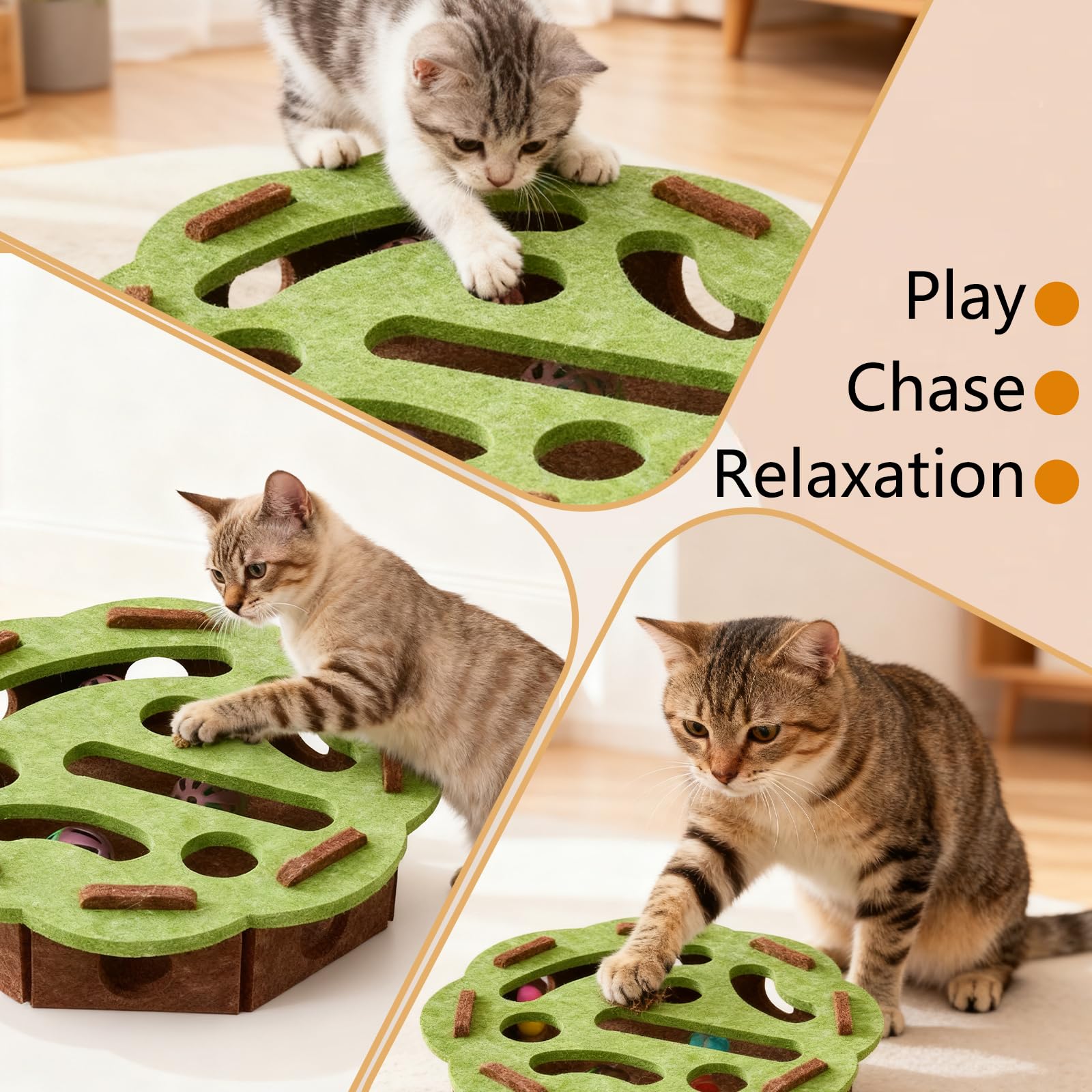 Caja de enriquecimiento para gatos para uso en interiores, ideal para uno o varios