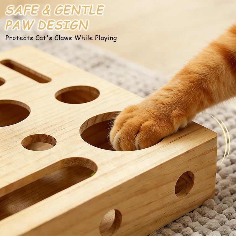 Caja de enriquecimiento para gatos con espacio para esconder premios y reforzar conducta.