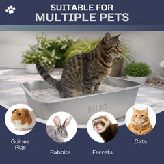 Caja para gatos de acero inoxidable: limpieza sin adherencias.