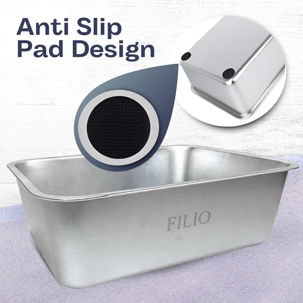 Caja para gatos de acero inoxidable: tres tamaños disponibles.