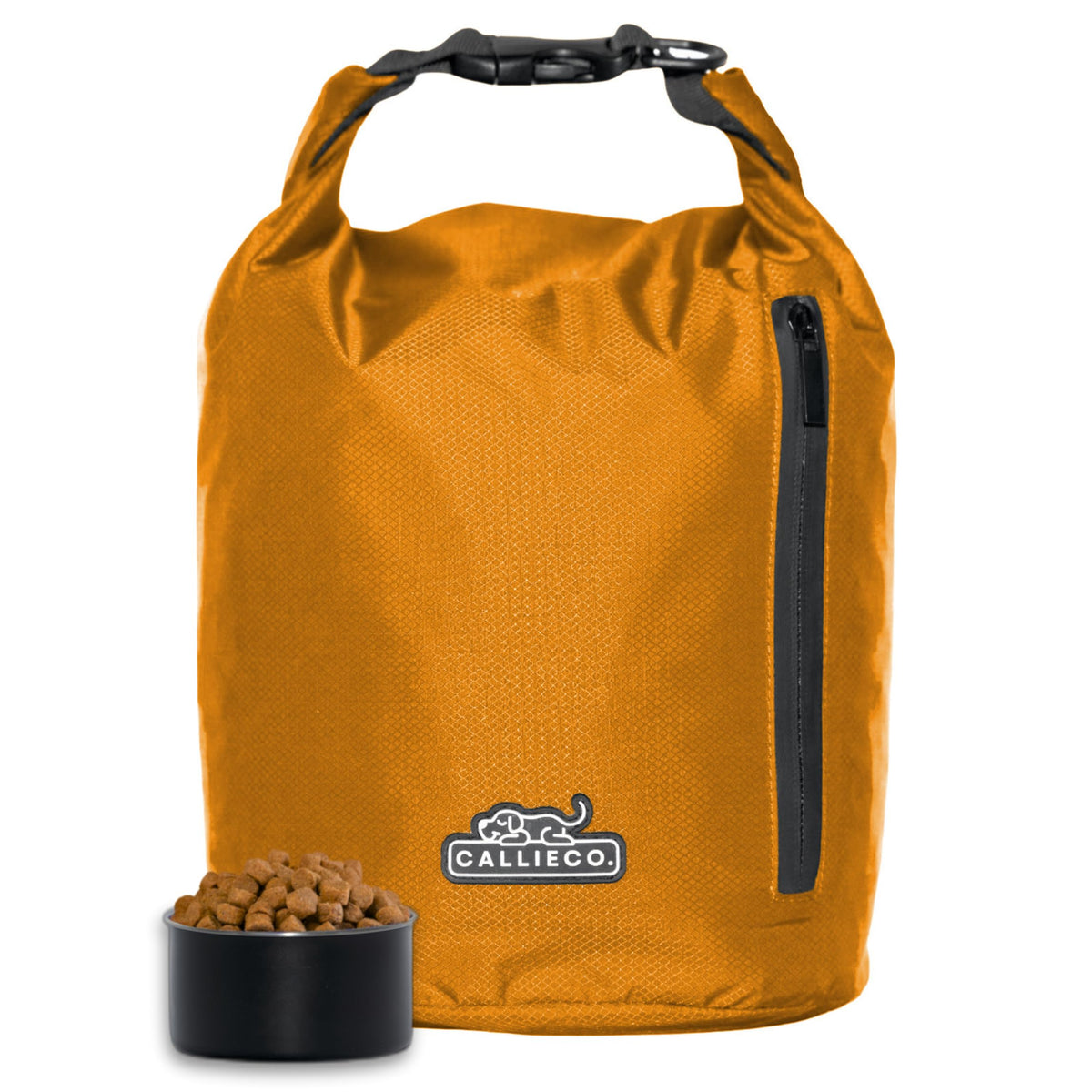 Callieco bolsa de viaje para comida de perro con exterior de nylon impermeable, ideal para aventuras al aire libre.