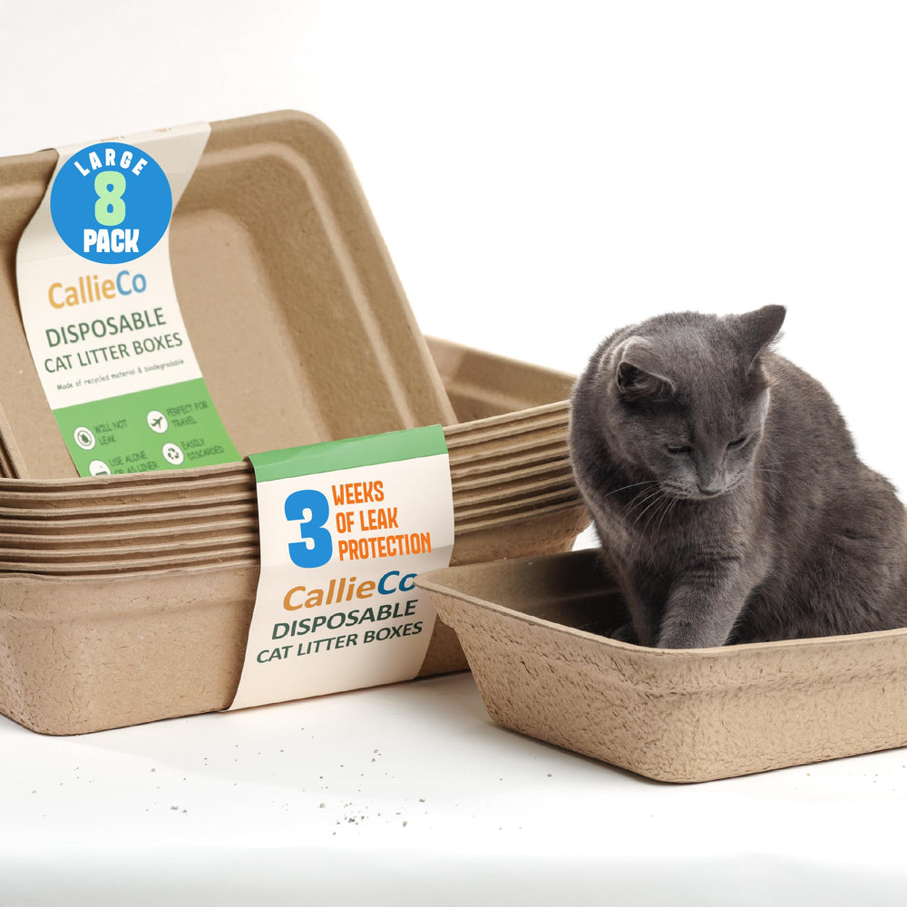 CallieCo caja de arena desechable para gatos, ideal para viajes sin fugas.