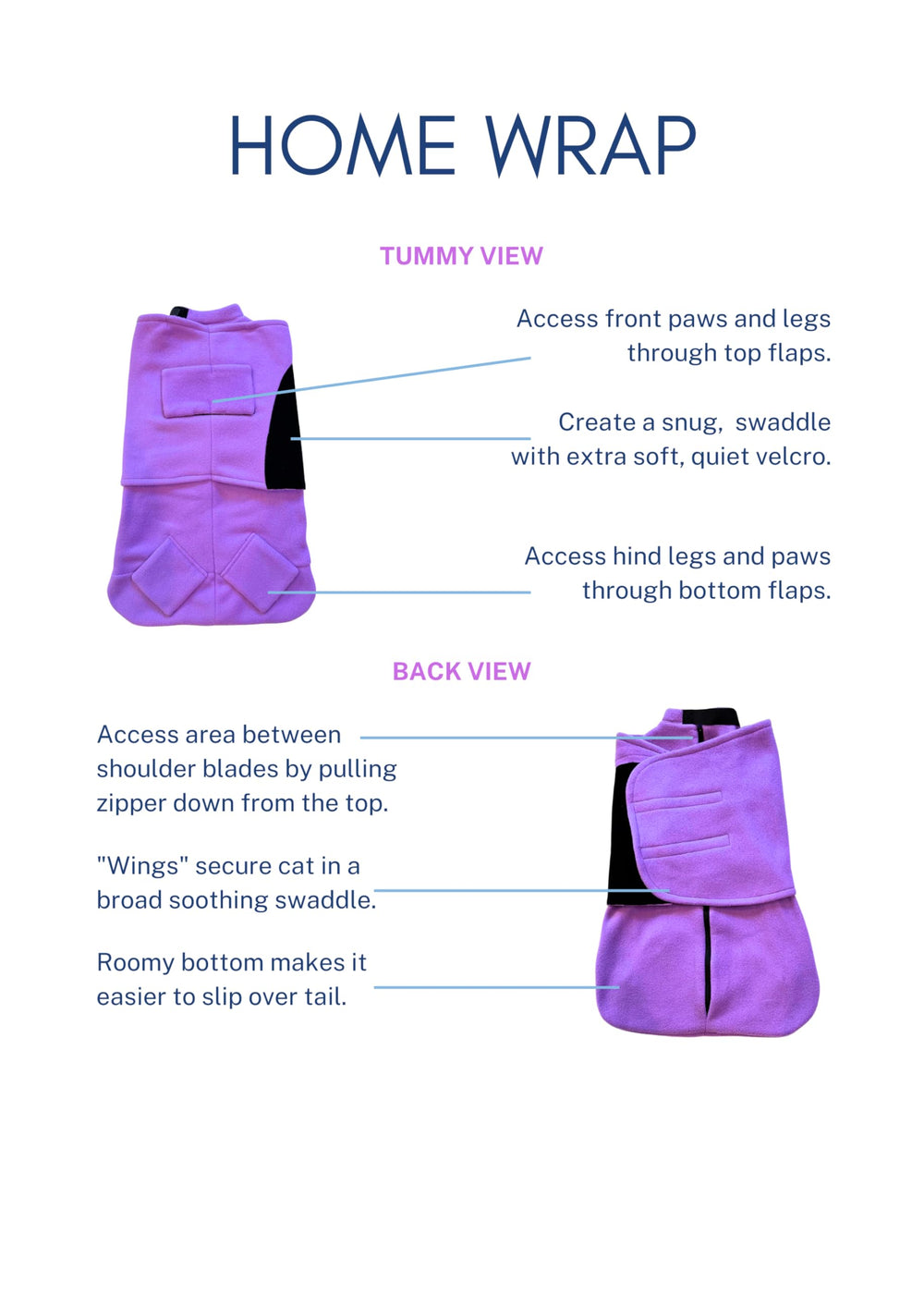 Calm & Cozy Cat Wrap para uso doméstico ofrece confort durante tareas domésticas.