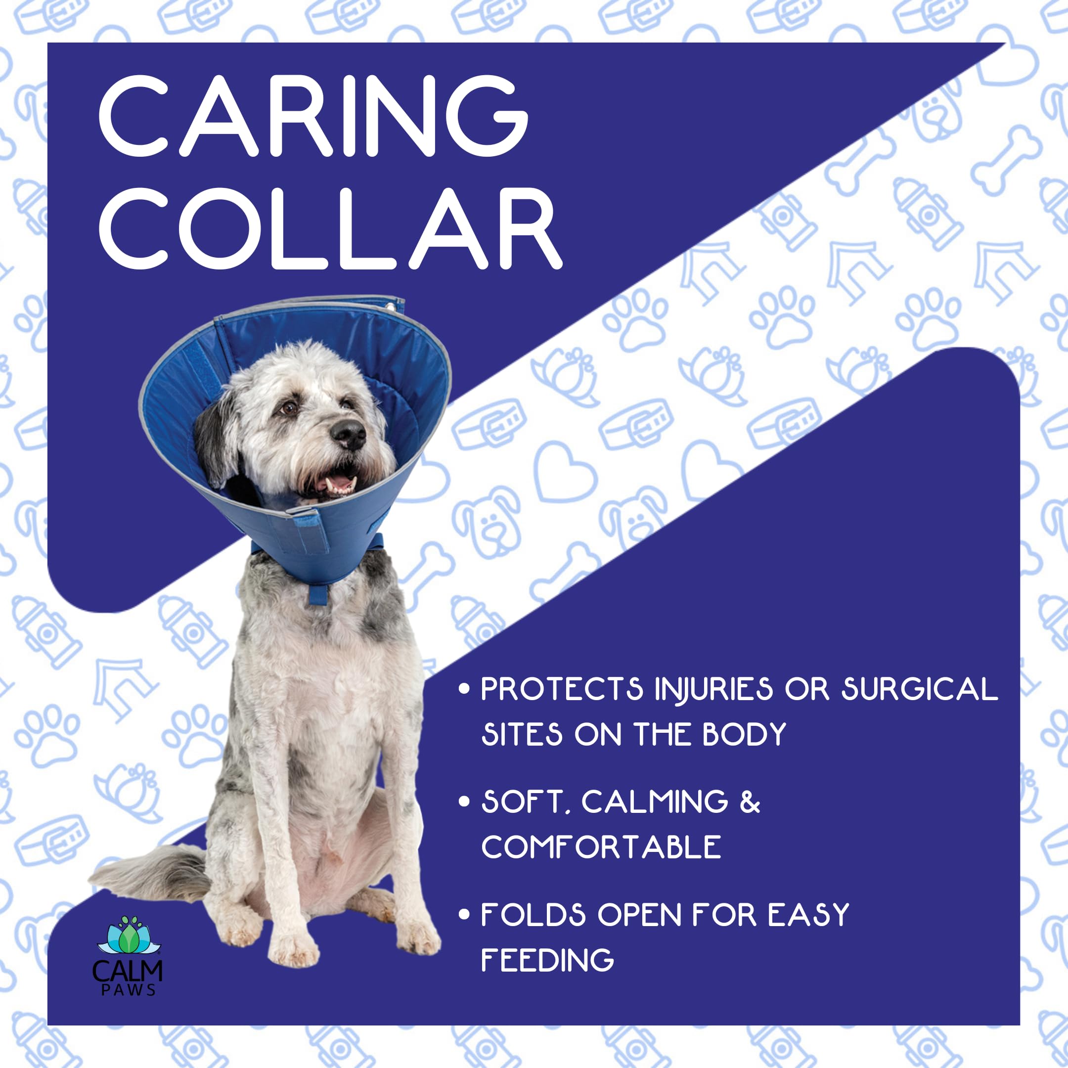 Collar Calm Paws, protección de lesiones y postoperatorio, evita lamido