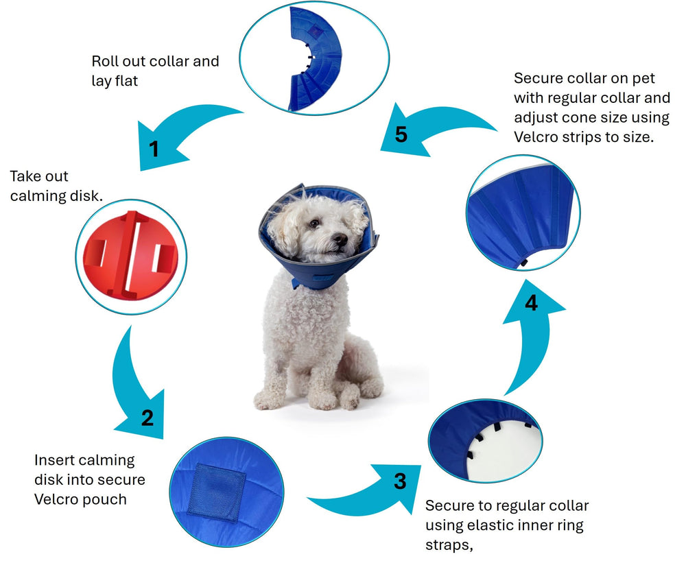 Collar Calm Paws, ajuste interno elástico, sujeción segura sobre el cuello