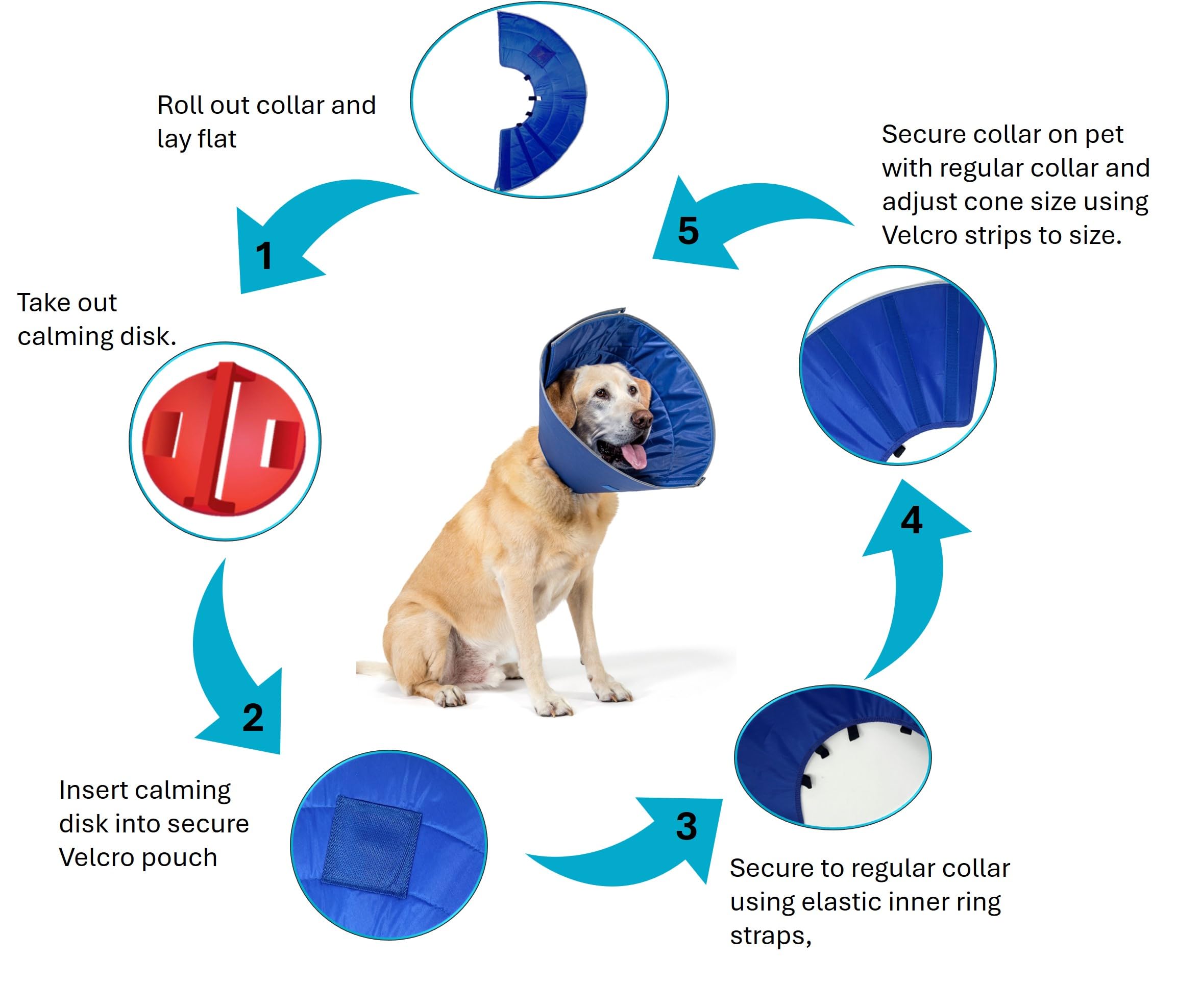 Calm Paws collar-proteccion-heridas-cirugia protege la zona tratada.
