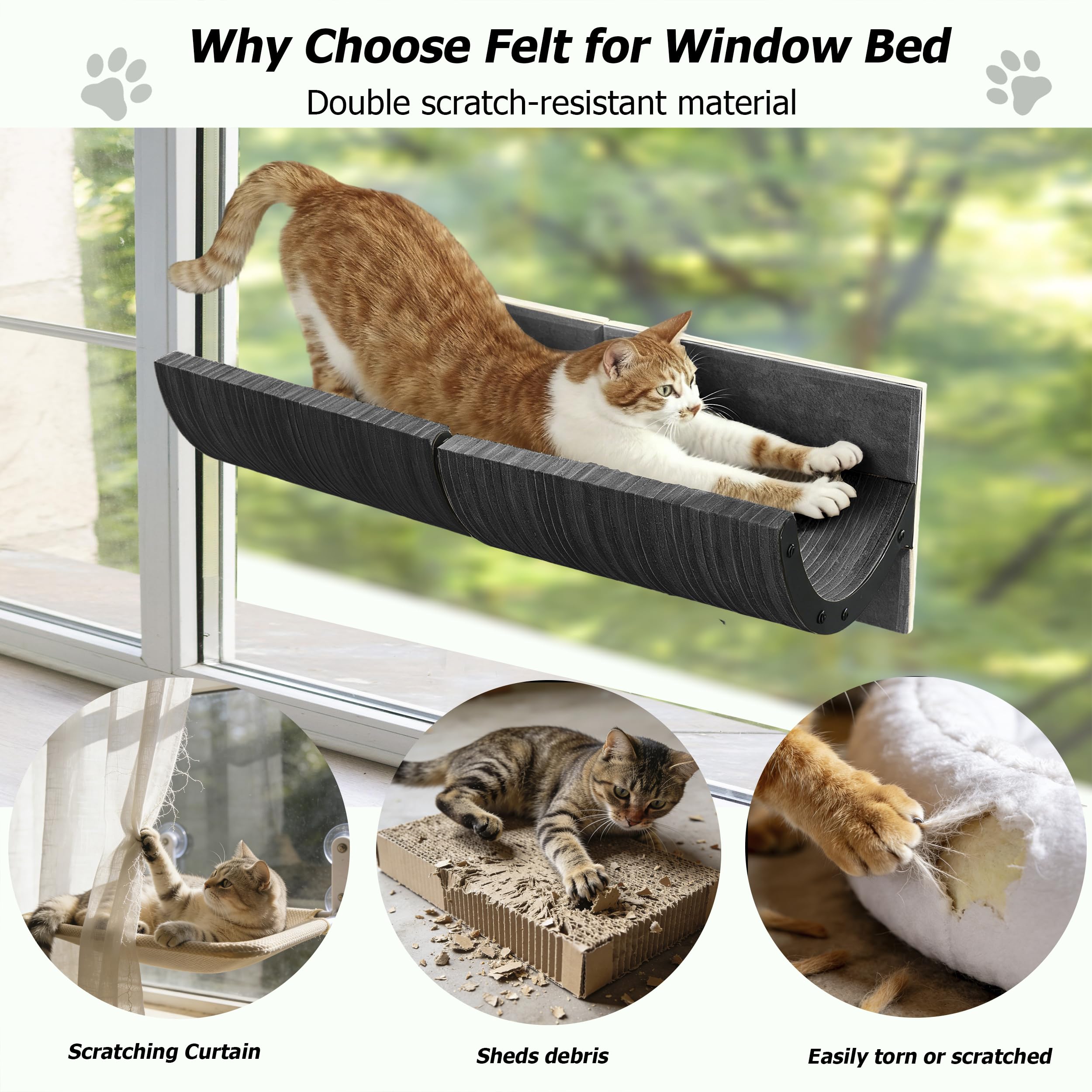 Caloreduce cama-rascado-gato-fieltro-resistente: arañar sin dañar cortinas