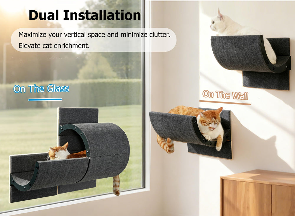 Caloreduce estanterias-gato-versatil: ventana transformada en zona de juego