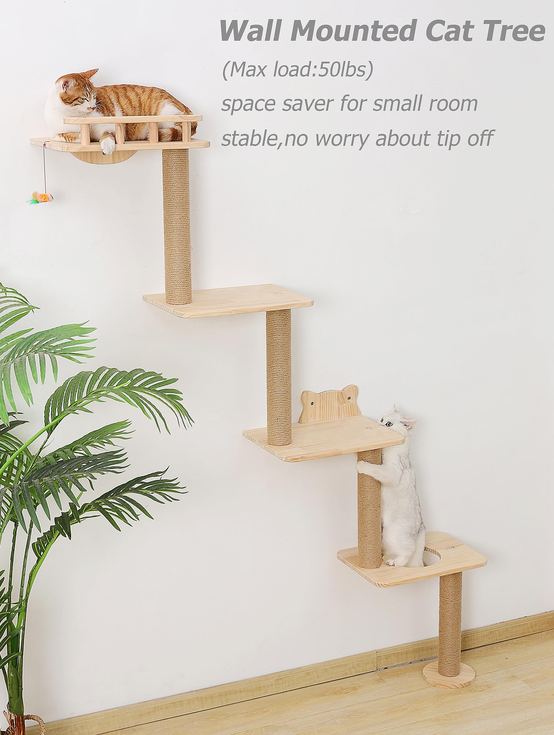 Caloreduce torre-esquina-madera-73-pulgadas: torre estable para gatos activos.