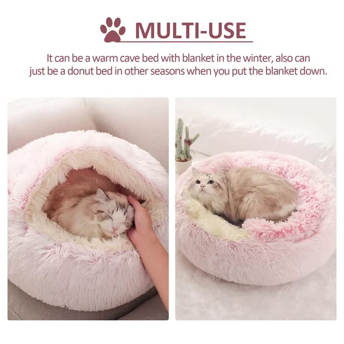 Cama-gato-bordes-elevados-rosa ofrece soporte para cabeza y cuello.