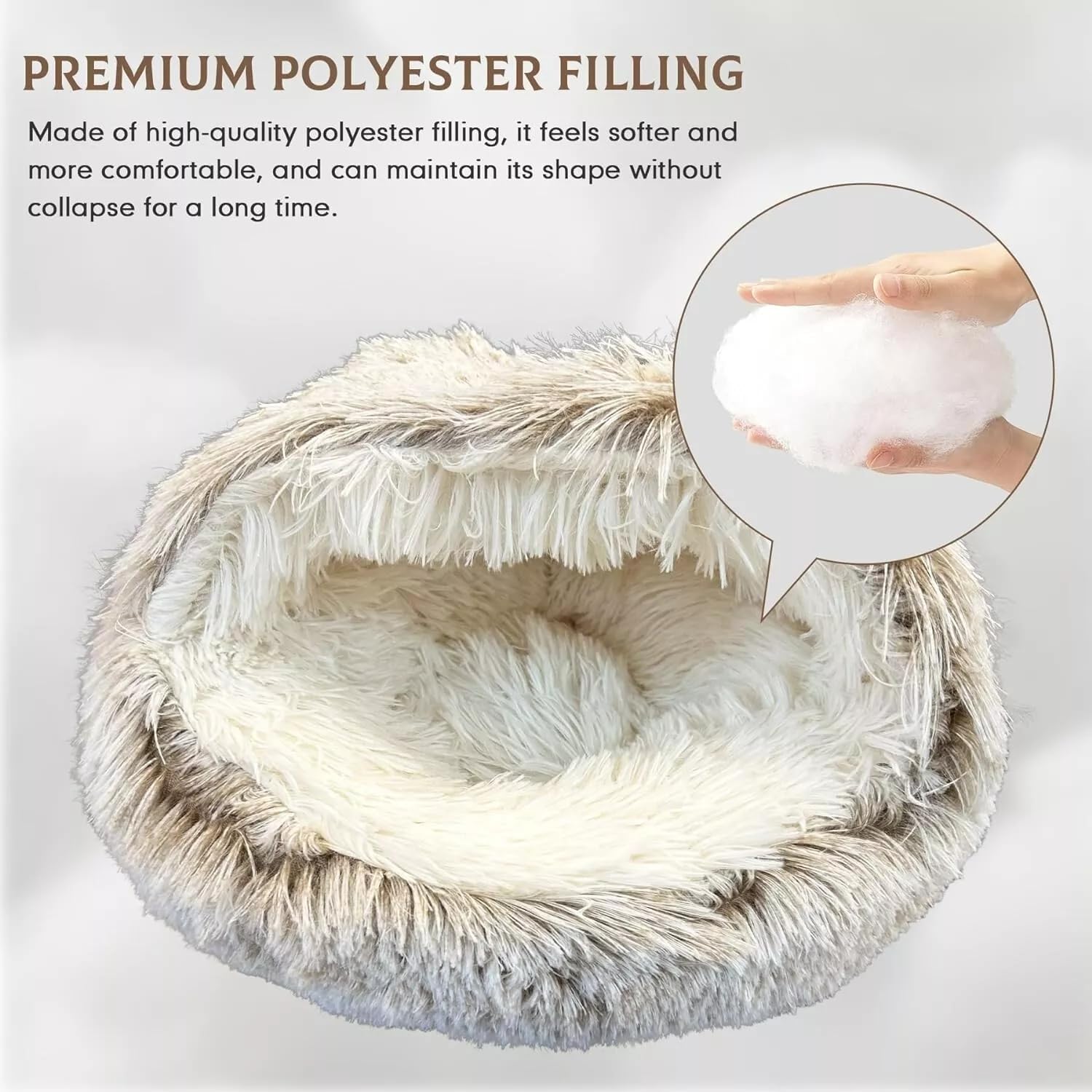 Cama para gato lavable a máquina para facilitar la limpieza.
