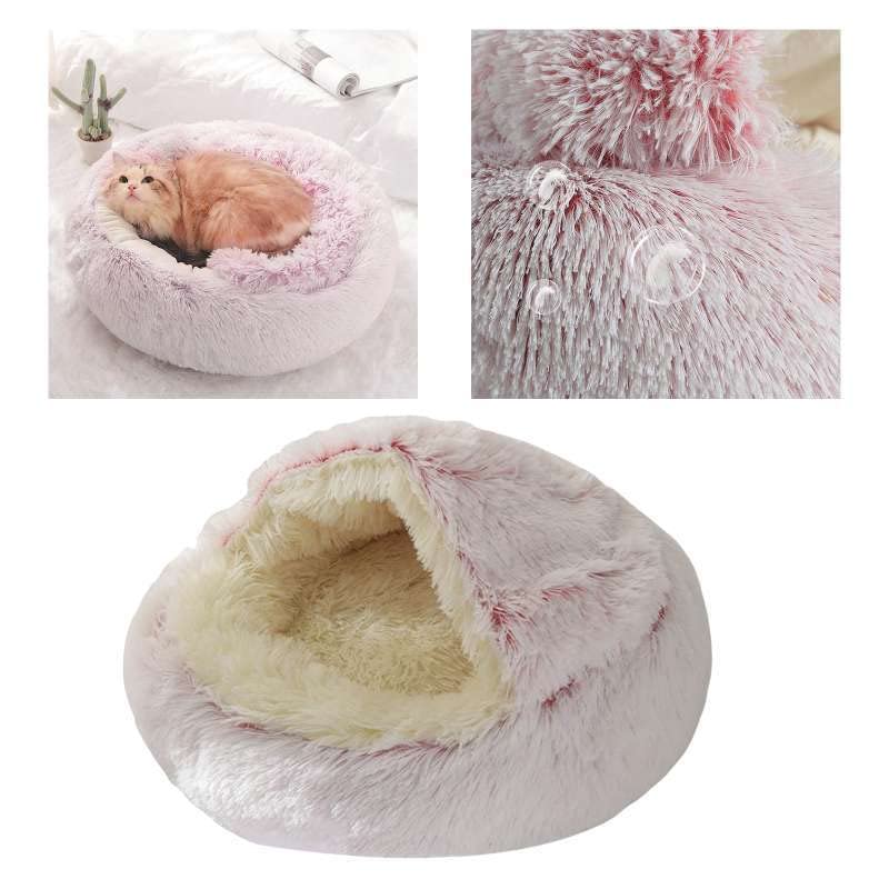 Cama-gato-suelo-antideslizante-rosa mantiene estable la cama sobre el piso.