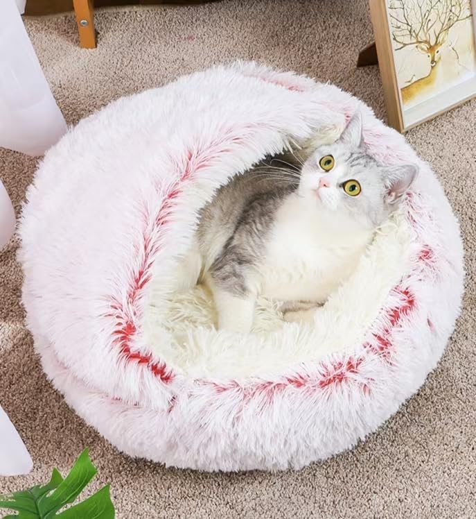 Interior acolchado suave en la cama rosa para apoyo y refugio cómodo.