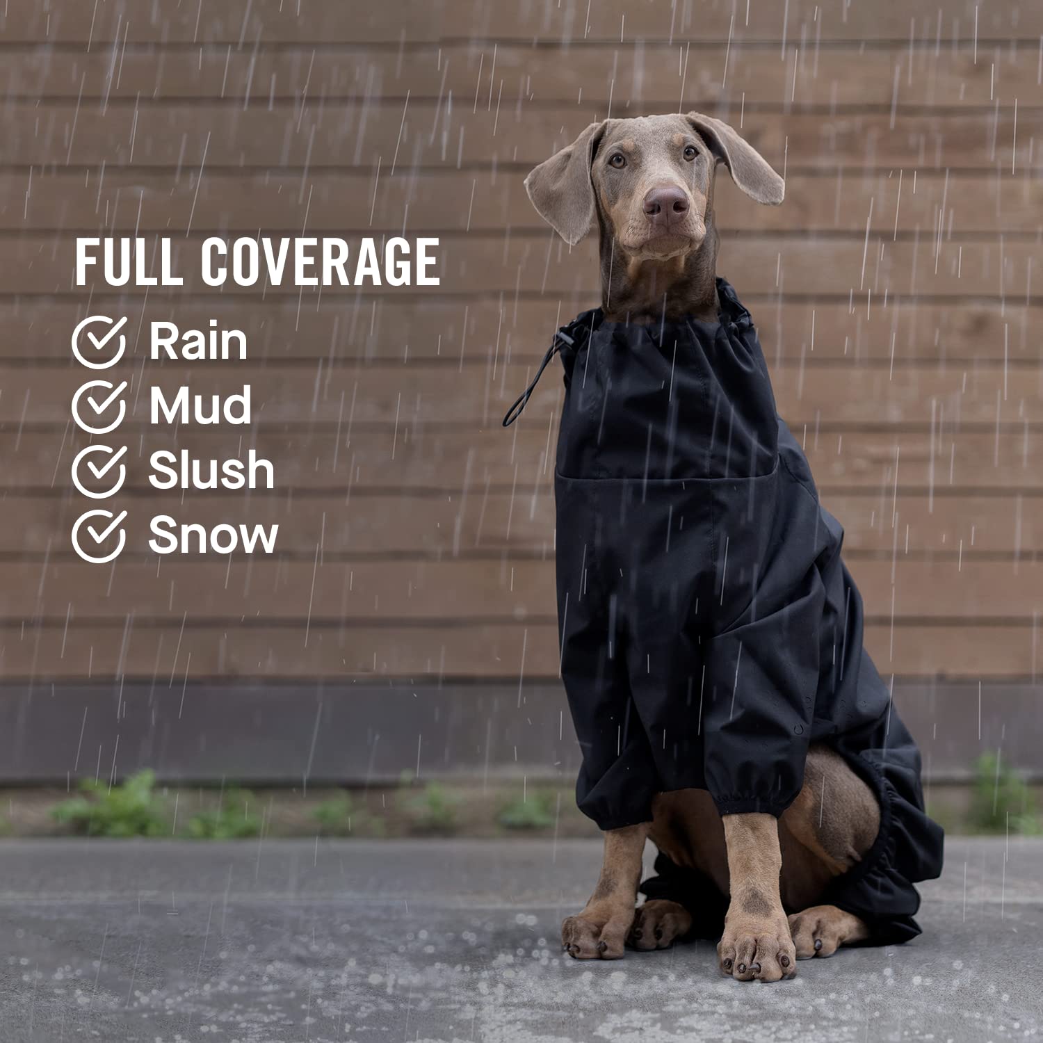 Canada Pooch Traje de lluvia: cierre lateral con cremallera para colocar y quitar con facilidad.