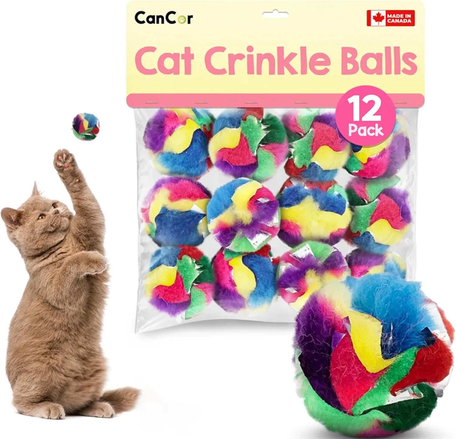 Cancor Innovations bola crinkle para gato de 1.5 pulgadas para juego activo