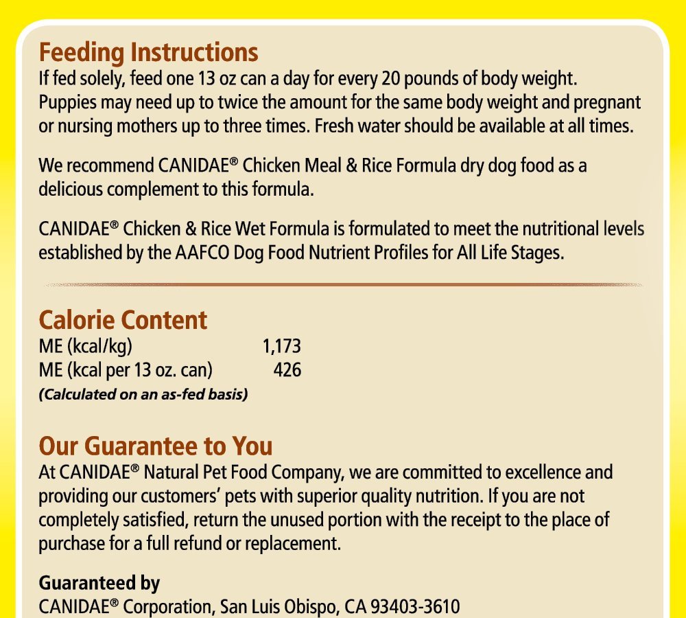 CANIDAE Etapas de Vida envase de 13 oz; práctico para varias mascotas.