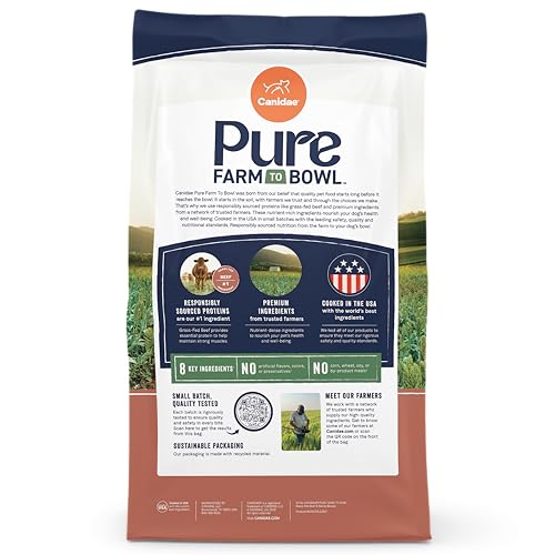CANIDAE Pure Farm croquetas en tazón, textura atractiva para la comida diaria.