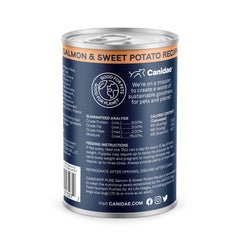 Comida húmeda natural con salmón real y patata dulce para perros.