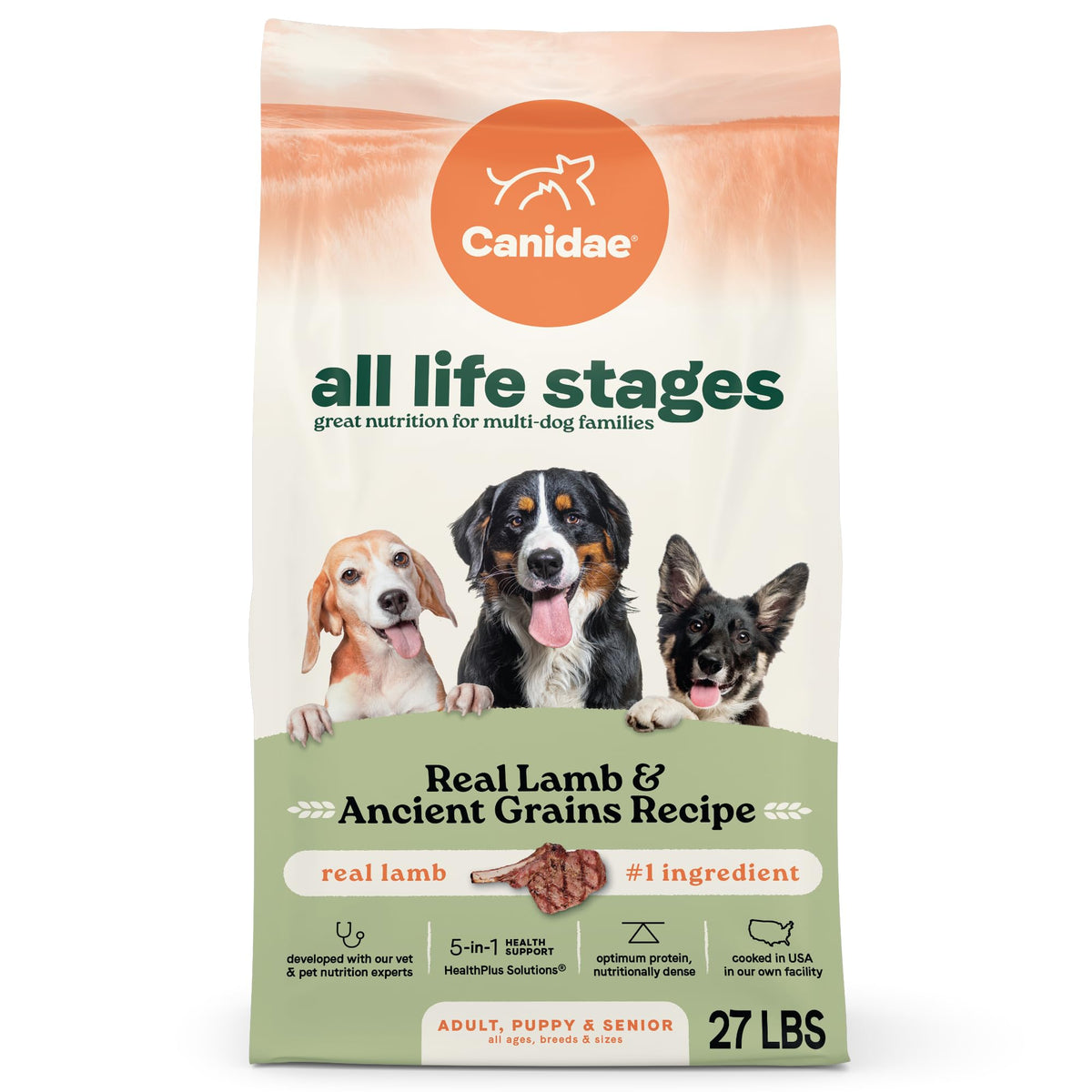 CANIDAE Todas las etapas con cordero real, primer ingrediente nutritivo para perros