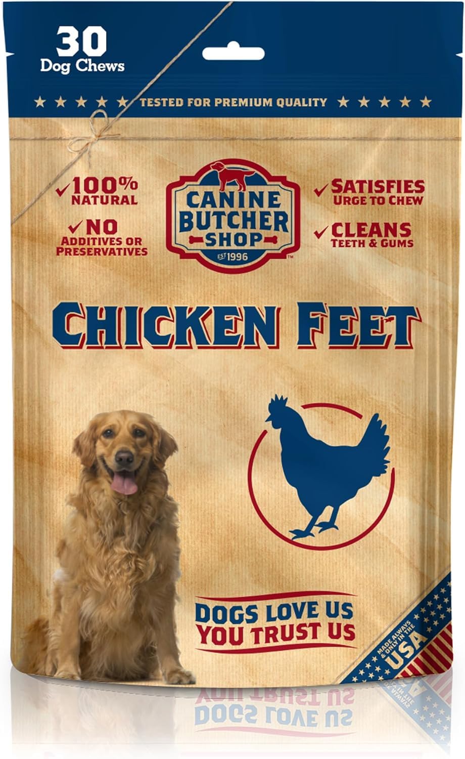 Canine Butcher Shop: pies de pollo para perros en lote de 30, snack crujiente natural.