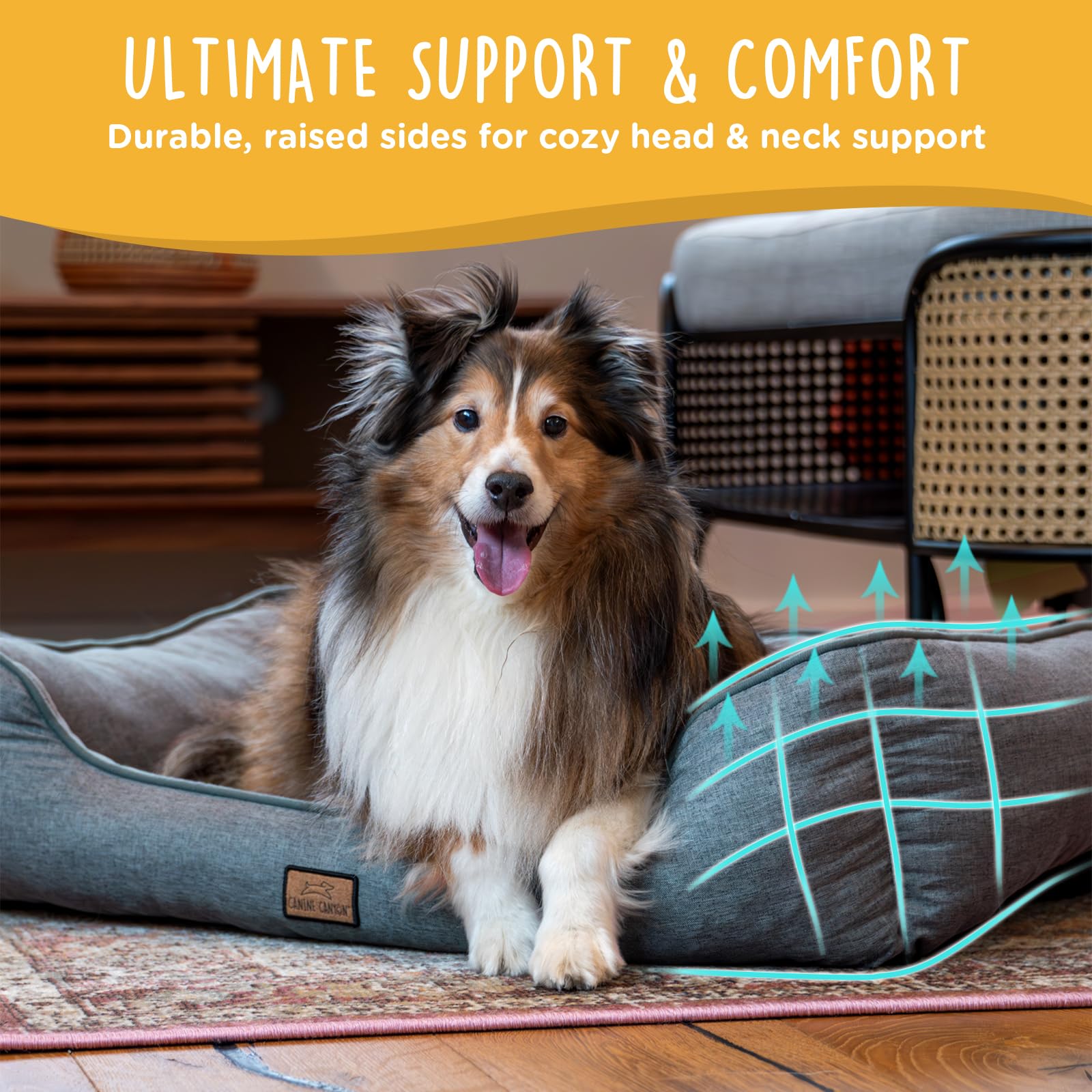 CANINE CANYON cama para perros medianos, espacio amplio para estirarse.