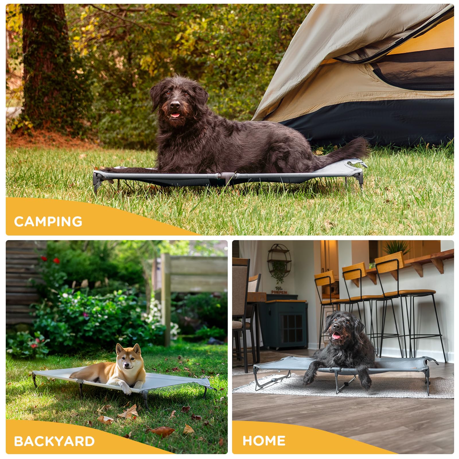 CANINE CANYON Daisy Cot: color gris elegante para uso diario en hogar o patio.
