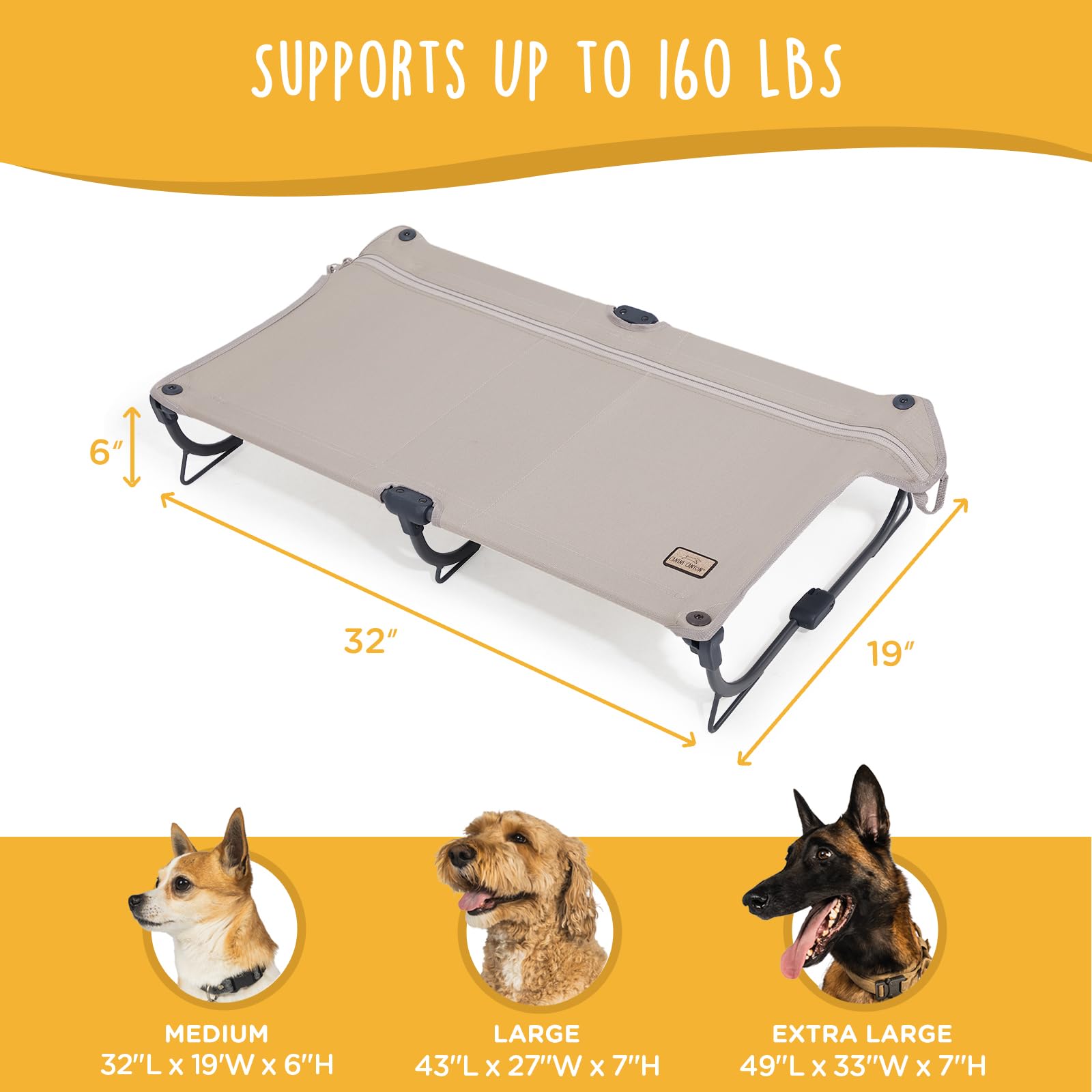 CANINE CANYON Daisy Cot refuerzos triangulares que mejoran la estabilidad