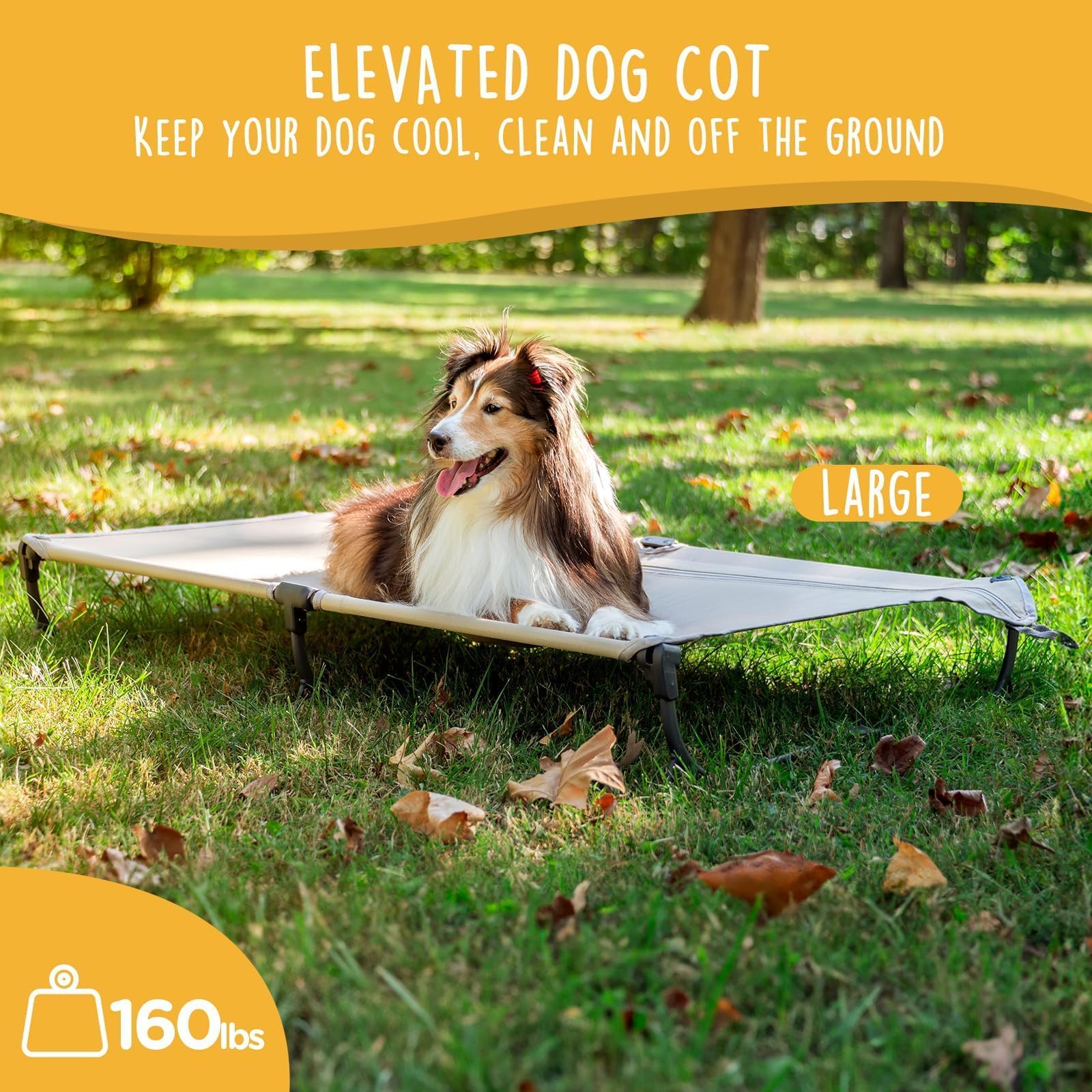 CANINE CANYON Daisy Cot con soportes triangulares para mayor estabilidad.