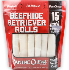 Canine Chews retriever rollo grande de 15 unidades para perros grandes.