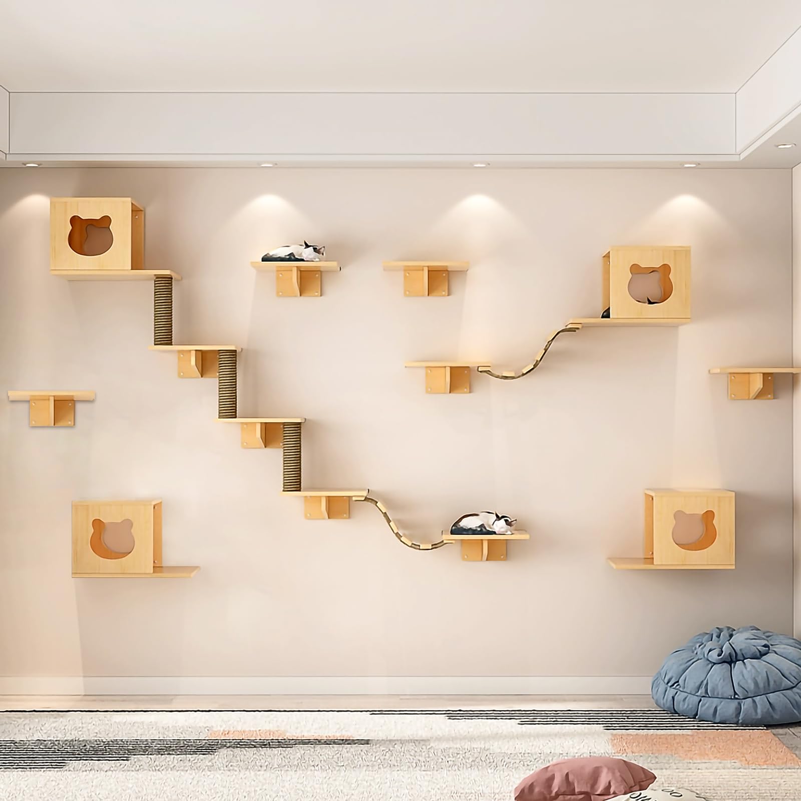 Canormpet condos para gatos en pared, refugio cómodo para descanso y juego.
