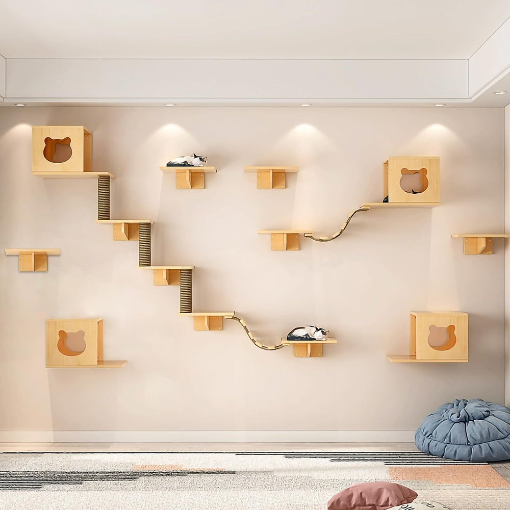 Canormpet condos para gatos en pared, refugio cómodo para descanso y juego.