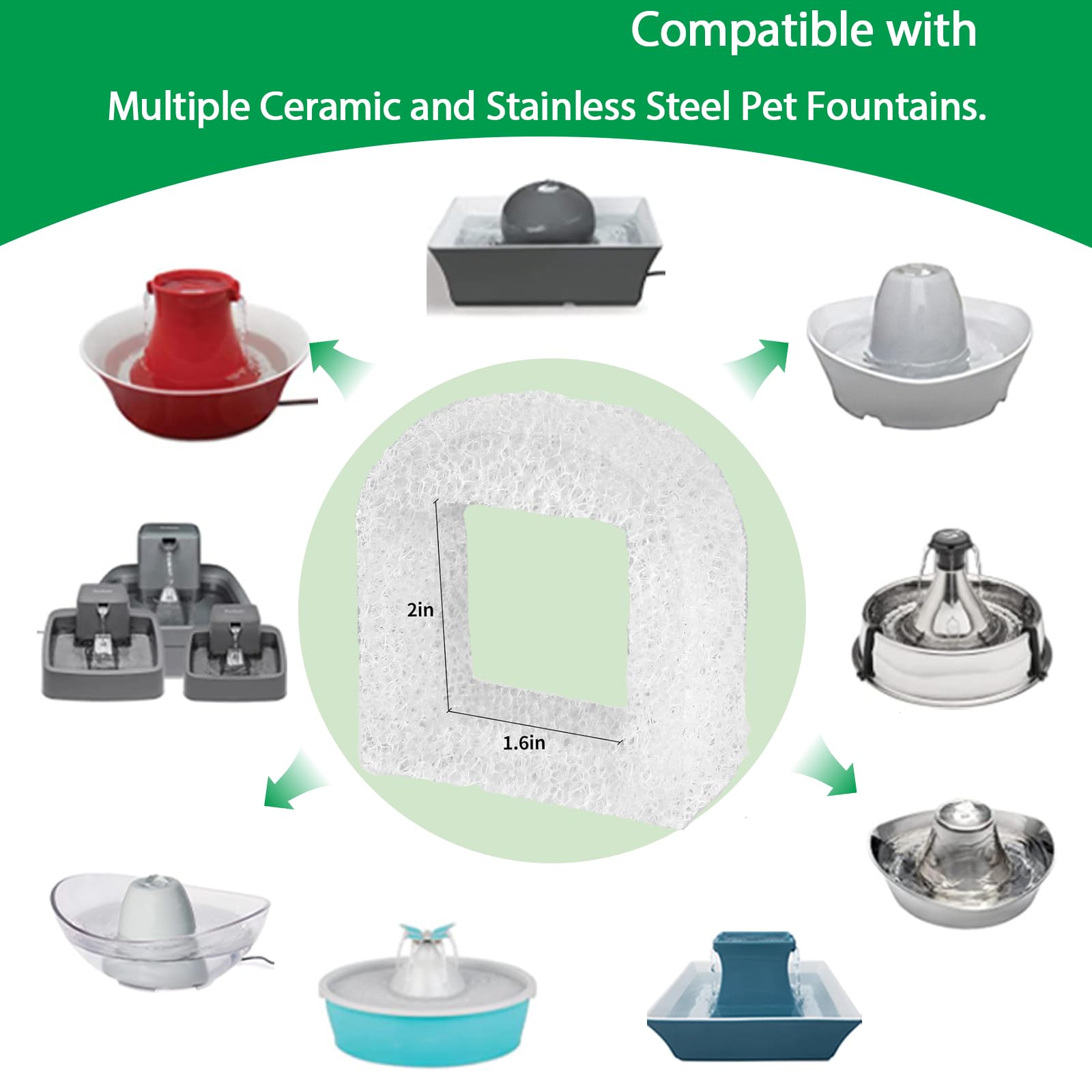 Canova filtros compatibilidad cerámica y acero inoxidable para fuentes de gatos.