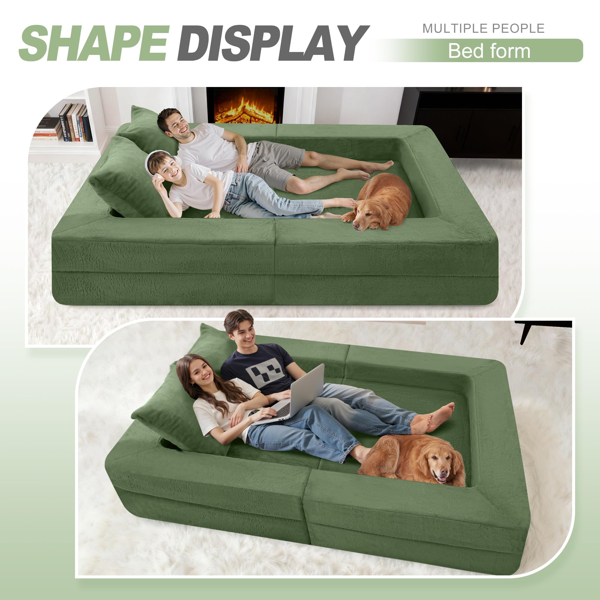Cansunna cama humano-perro gigante con espuma de memoria que distribuye peso.
