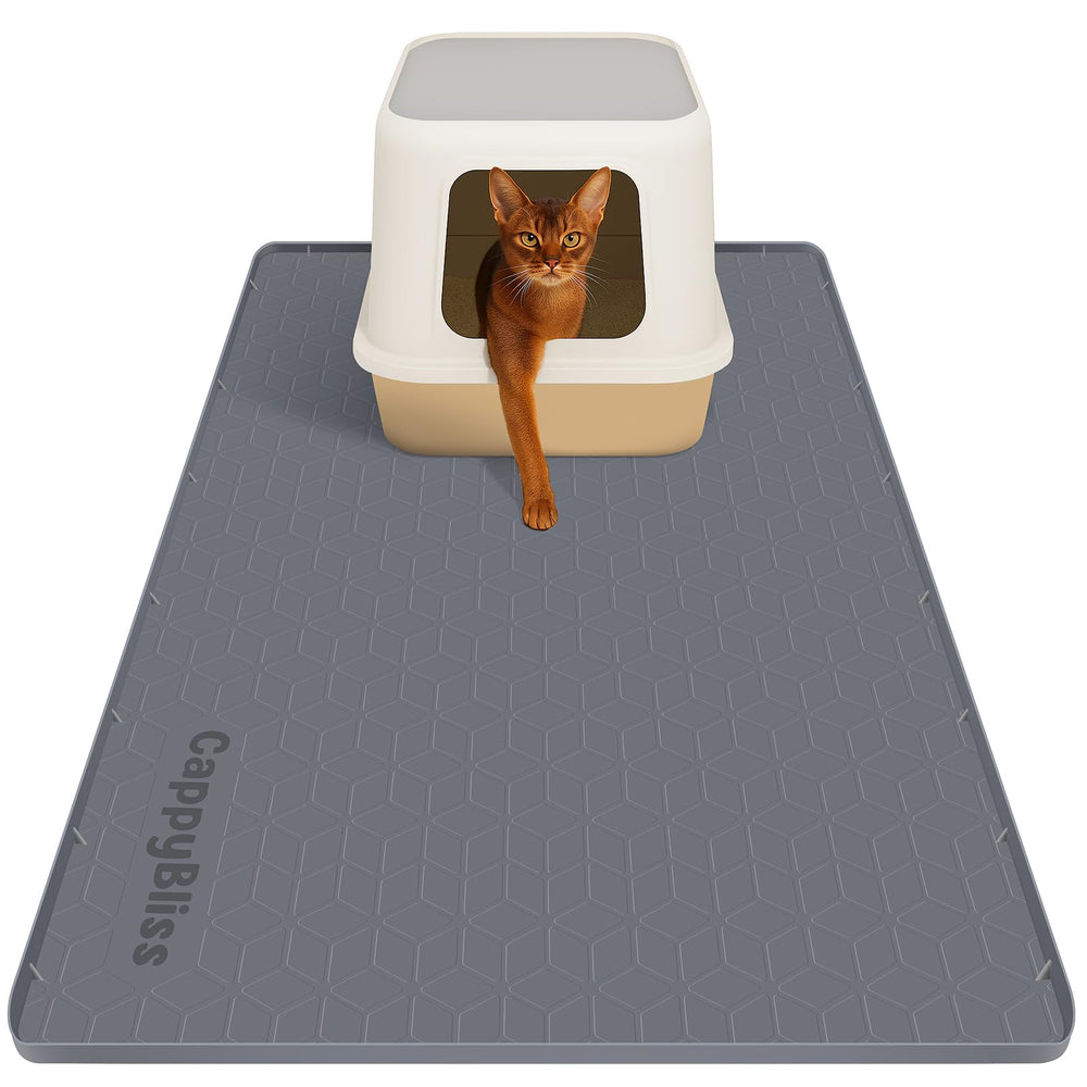 Alfombra grande CappyBliss para caja de arena absorbe derrames y reduce limpieza.