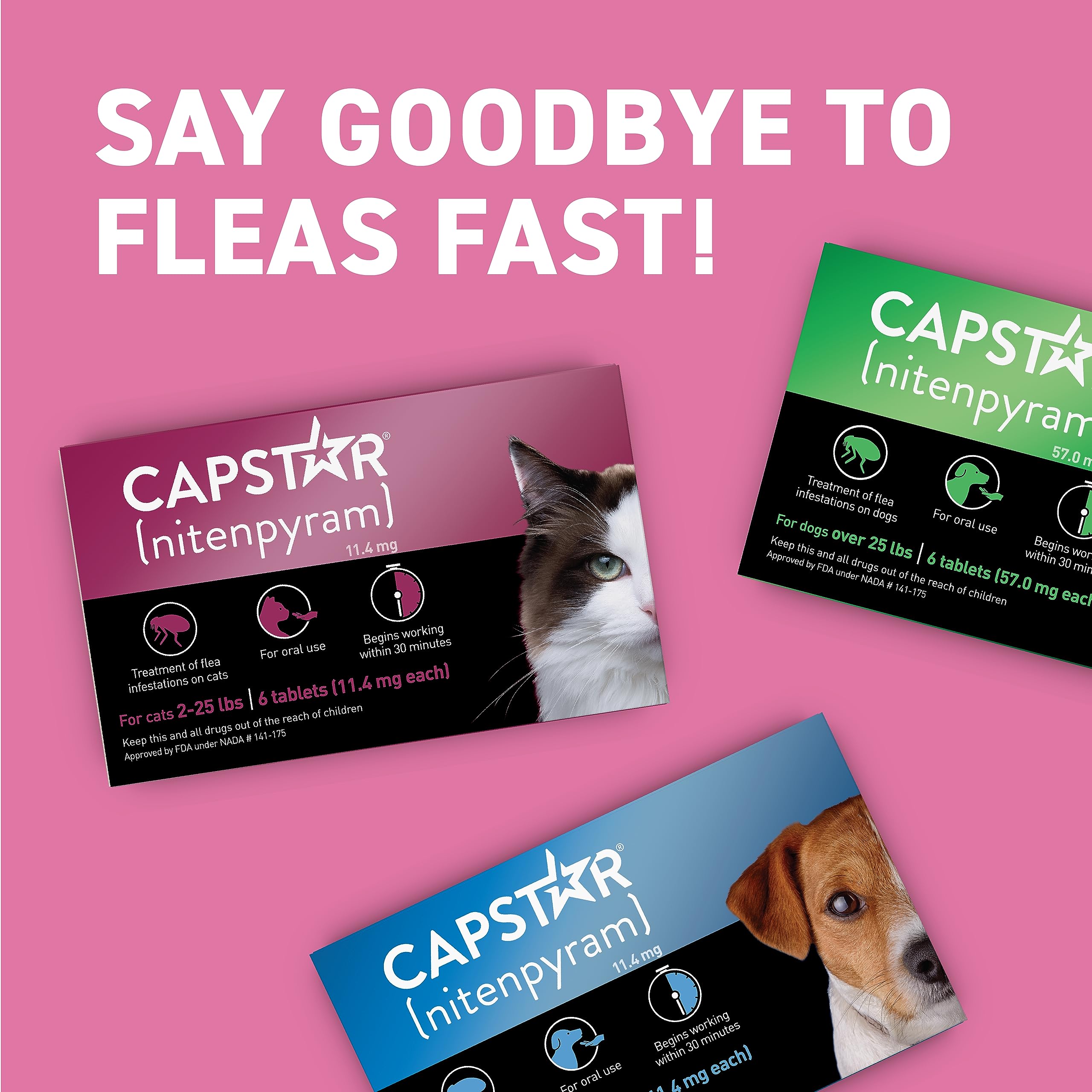 Capstar: dos cajas, seis dosis cada una.