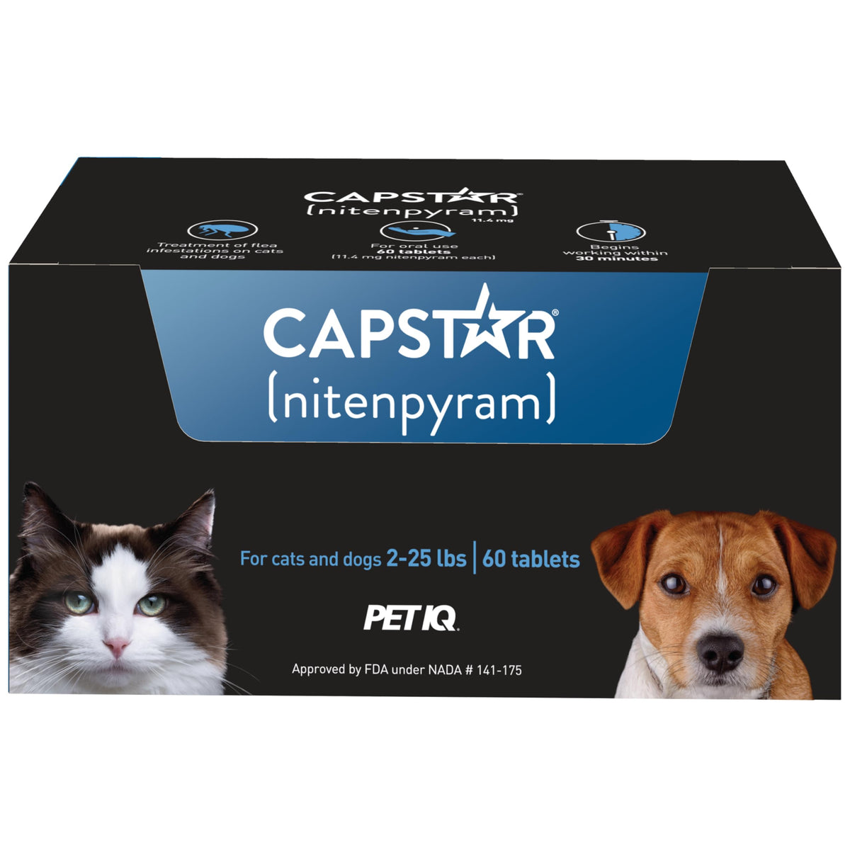 Capstar tabletas para perros, inicio de acción en treinta minutos.