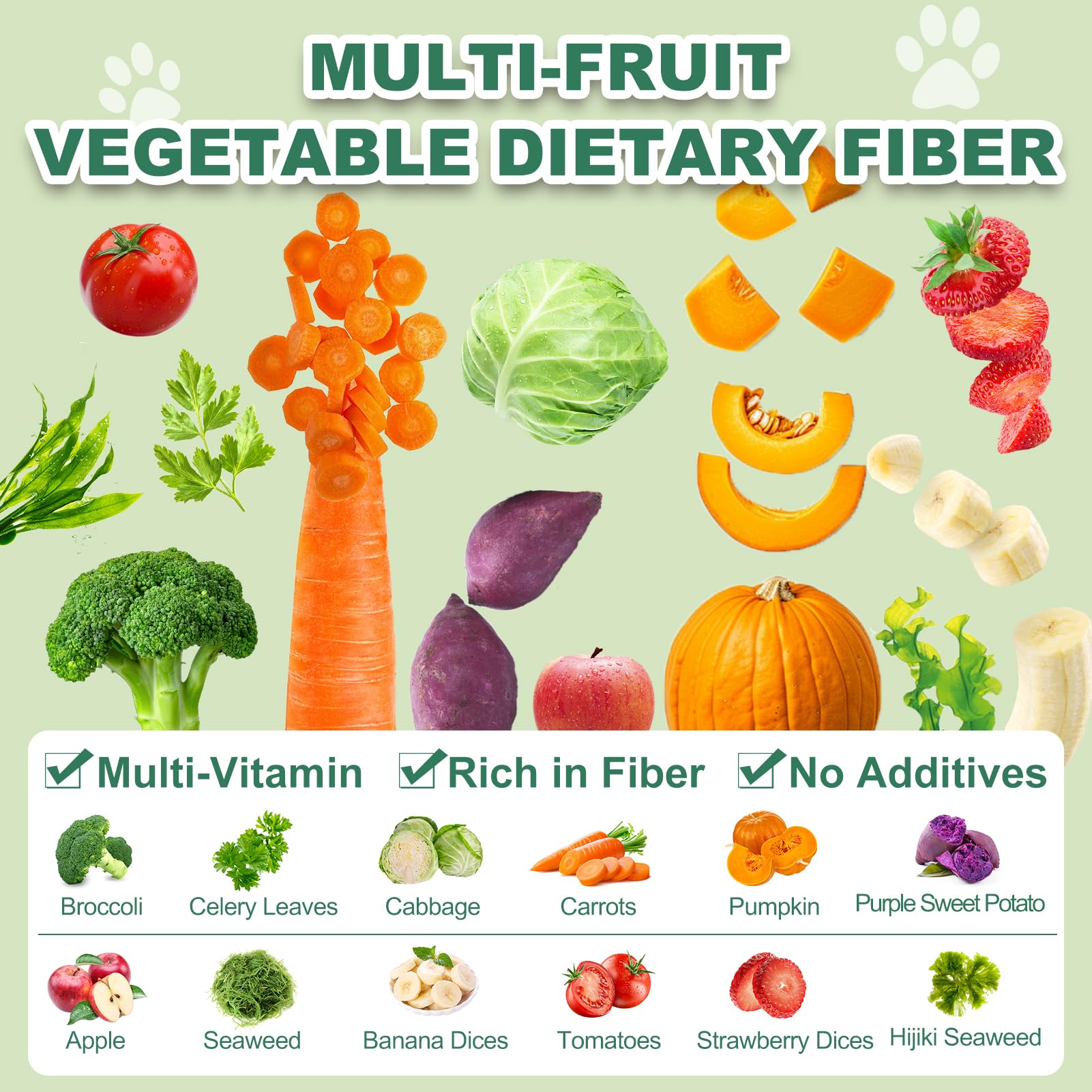 Capuca bocados verduras-frutas textura-crujiente para gatos y perros.