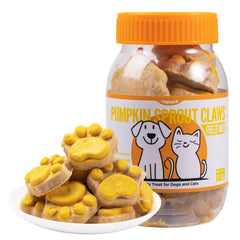 Capuca golosinas liofilizadas con calabaza para gatos y perros, apoyo digestivo natural.